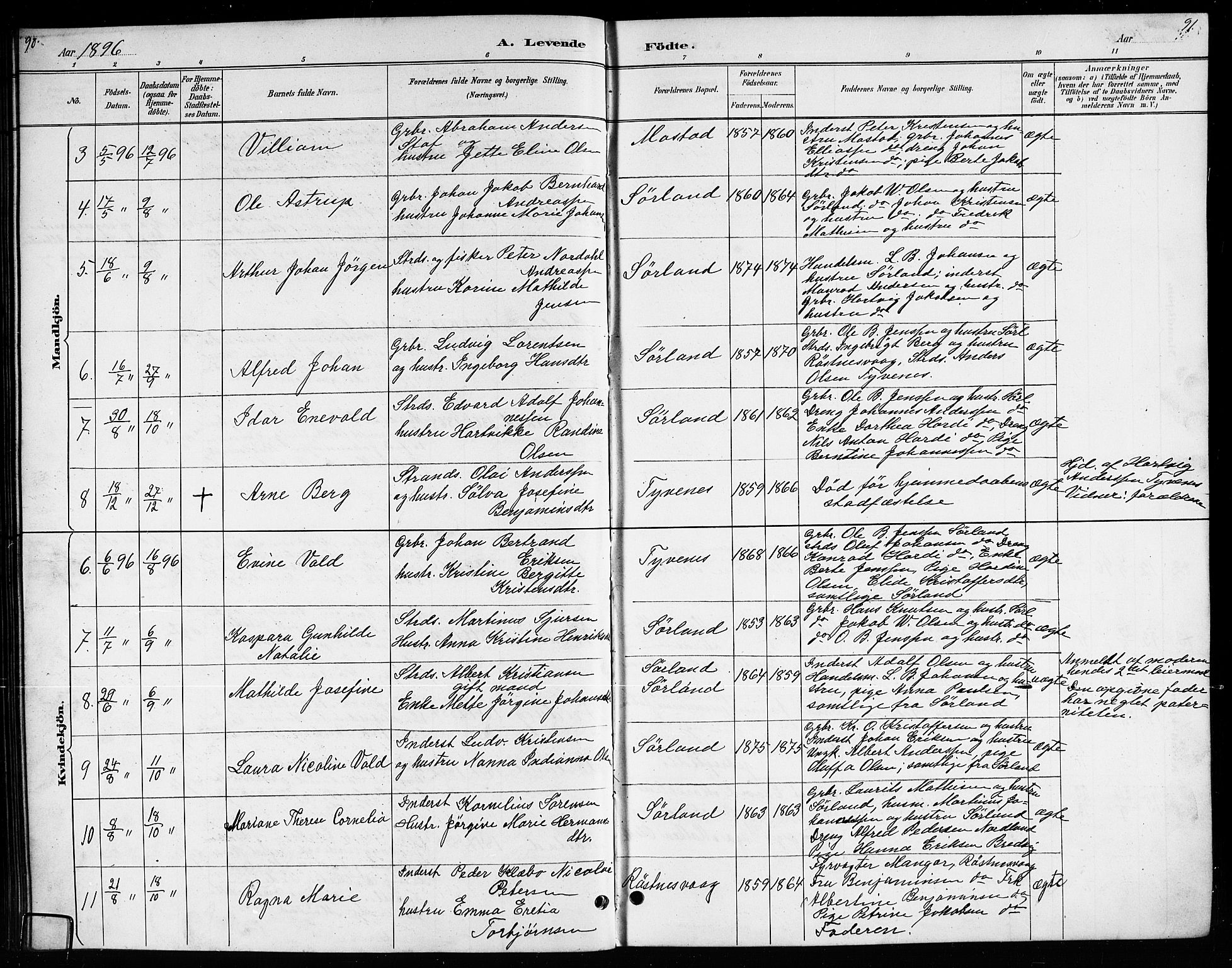 Ministerialprotokoller, klokkerbøker og fødselsregistre - Nordland, AV/SAT-A-1459/807/L0123: Parish register (copy) no. 807C01, 1884-1910, p. 90-91