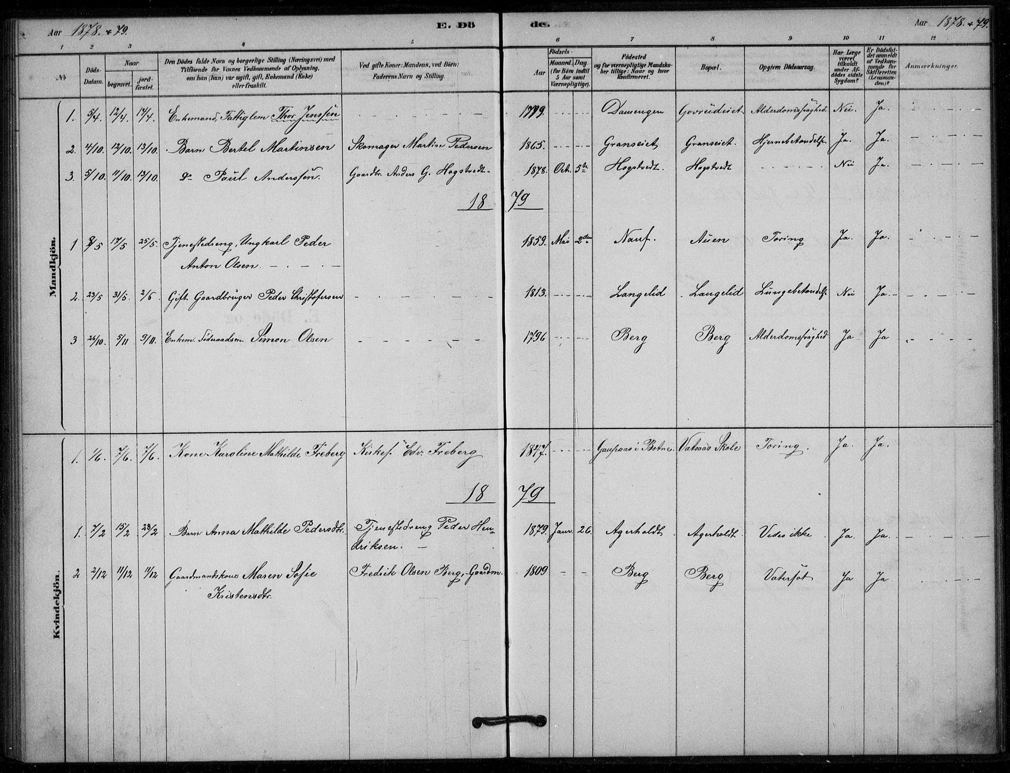 Hof kirkebøker, SAKO/A-64/G/Gb/L0002: Parish register (copy) no. II 2, 1878-1902