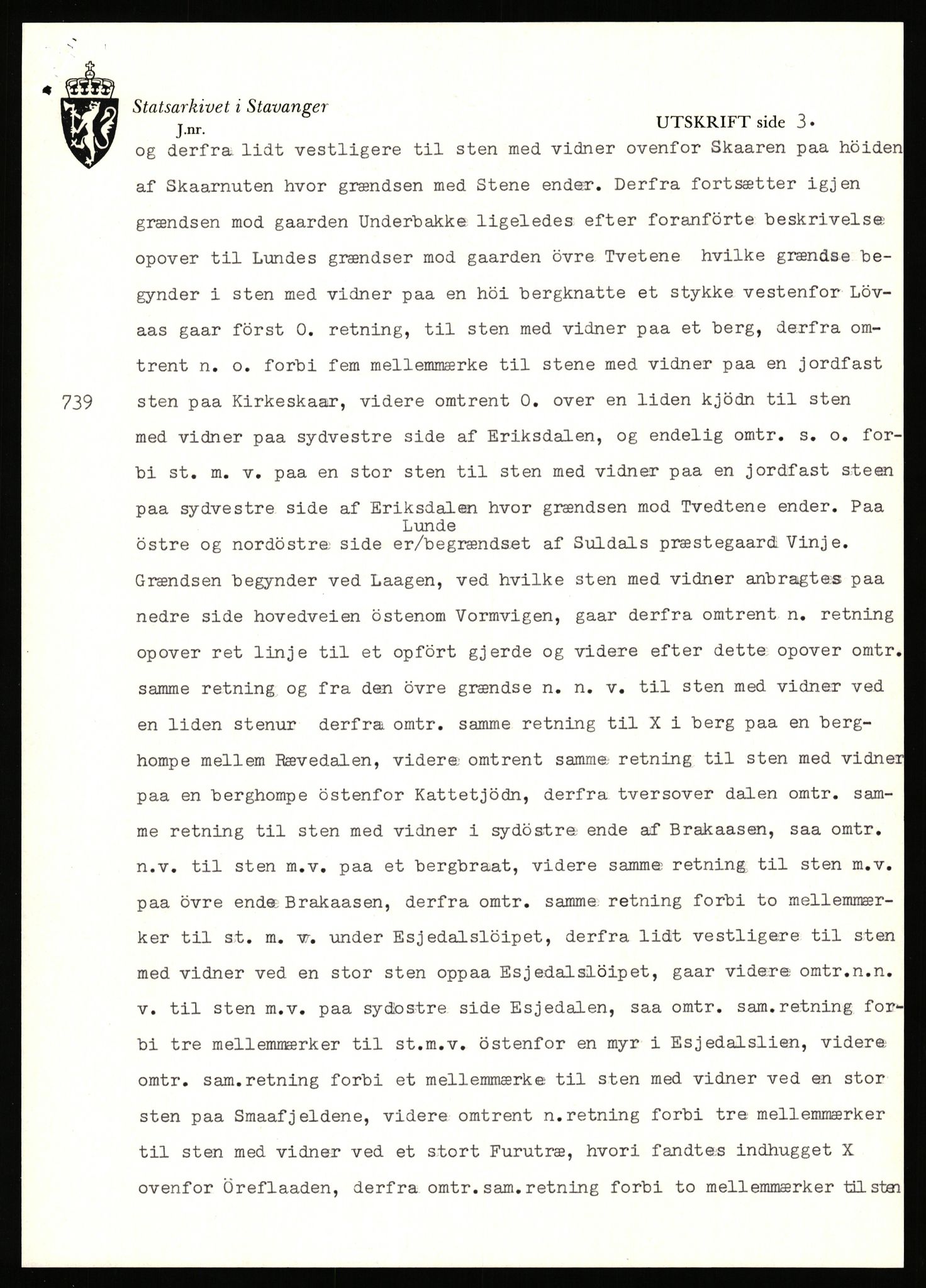 Statsarkivet i Stavanger, AV/SAST-A-101971/03/Y/Yj/L0055: Avskrifter sortert etter gårdsnavn: Lunde nordre - Løining i Elven, 1750-1930, p. 261