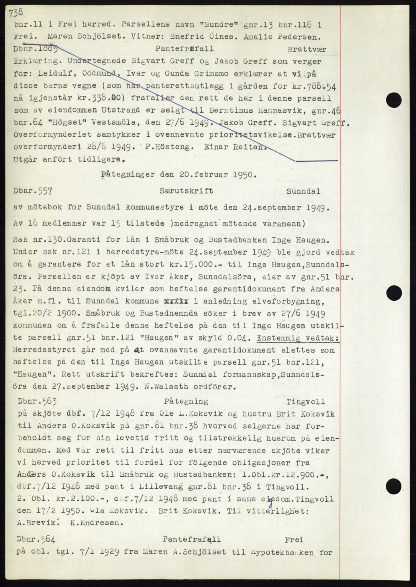 Nordmøre sorenskriveri, SAT/A-4132/1/2/2Ca: Mortgage book no. C82b, 1946-1951, Diary no: : 557/1950