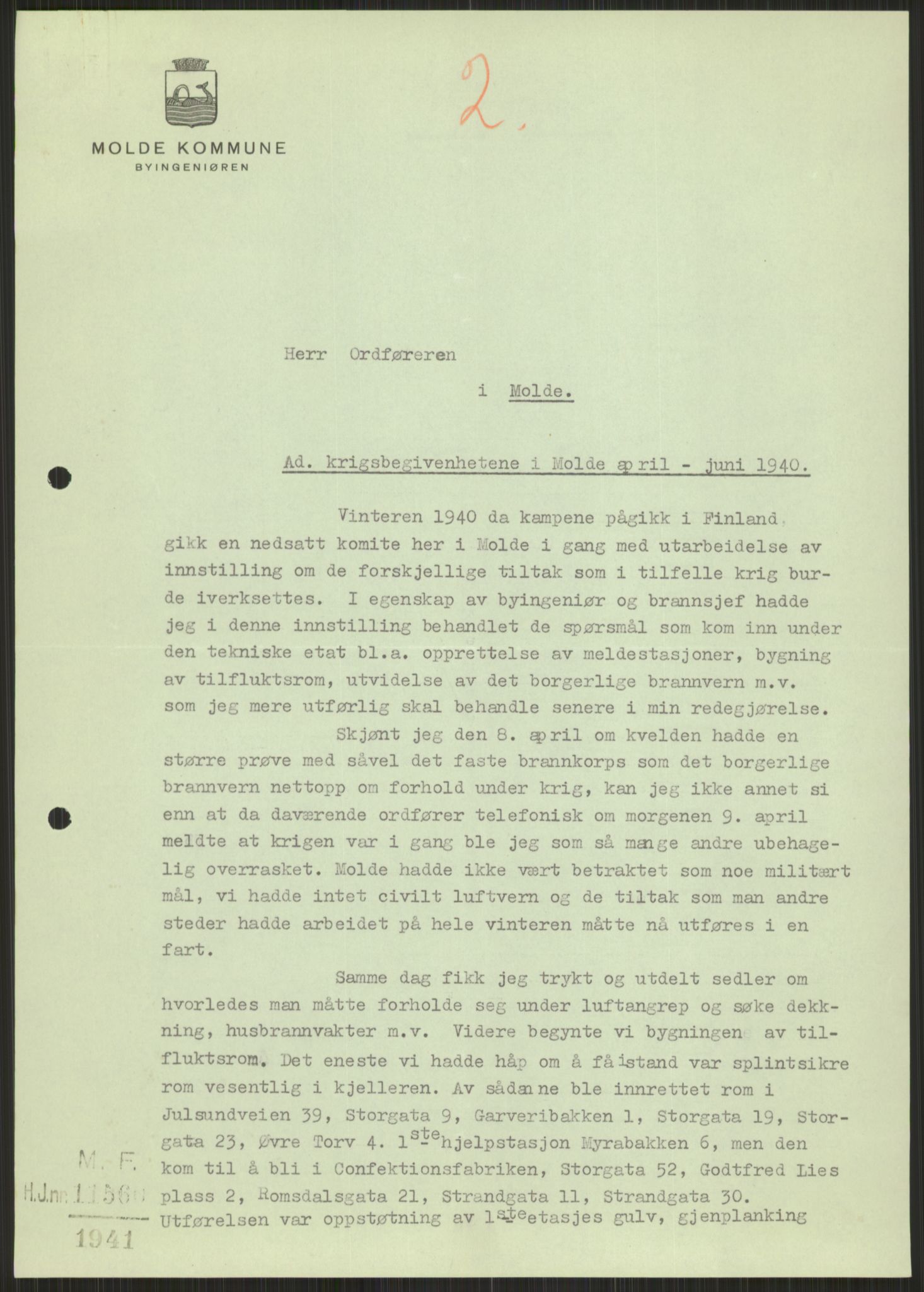 Forsvaret, Forsvarets krigshistoriske avdeling, AV/RA-RAFA-2017/Y/Ya/L0015: II-C-11-31 - Fylkesmenn.  Rapporter om krigsbegivenhetene 1940., 1940, p. 704