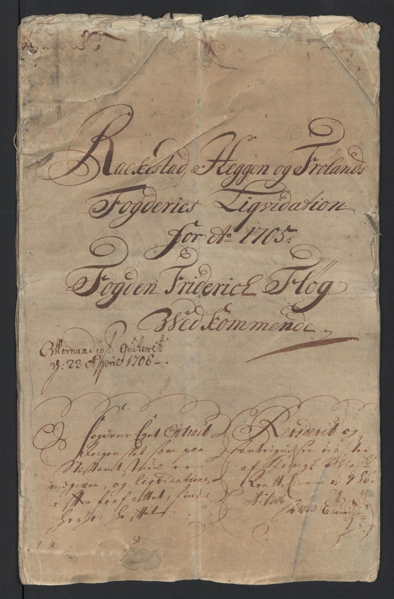 Rentekammeret inntil 1814, Reviderte regnskaper, Fogderegnskap, AV/RA-EA-4092/R07/L0297: Fogderegnskap Rakkestad, Heggen og Frøland, 1705, p. 3