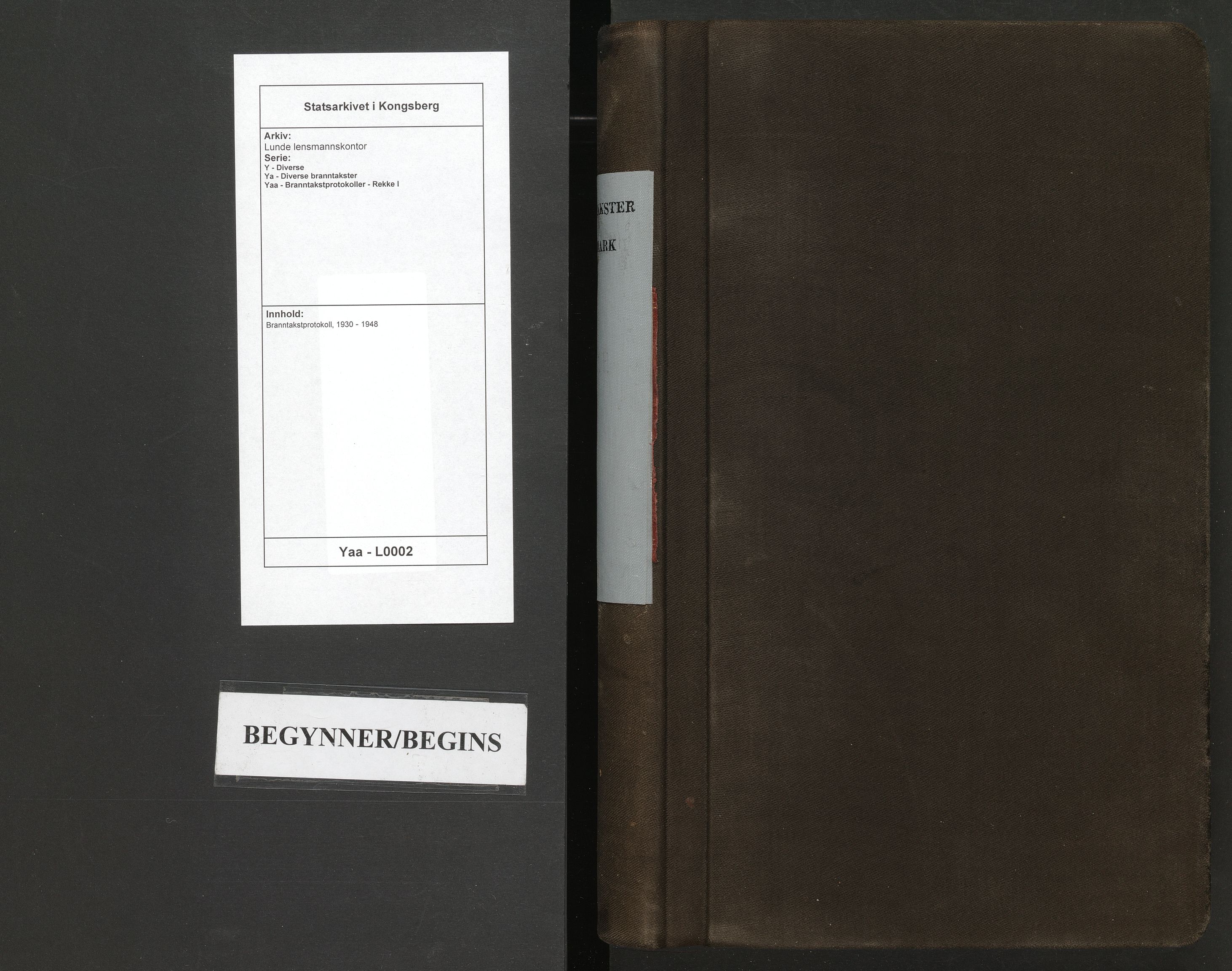 Lunde lensmannskontor, AV/SAKO-A-580/Y/Ya/Yaa/L0002: Branntakstprotokoll, 1930-1948