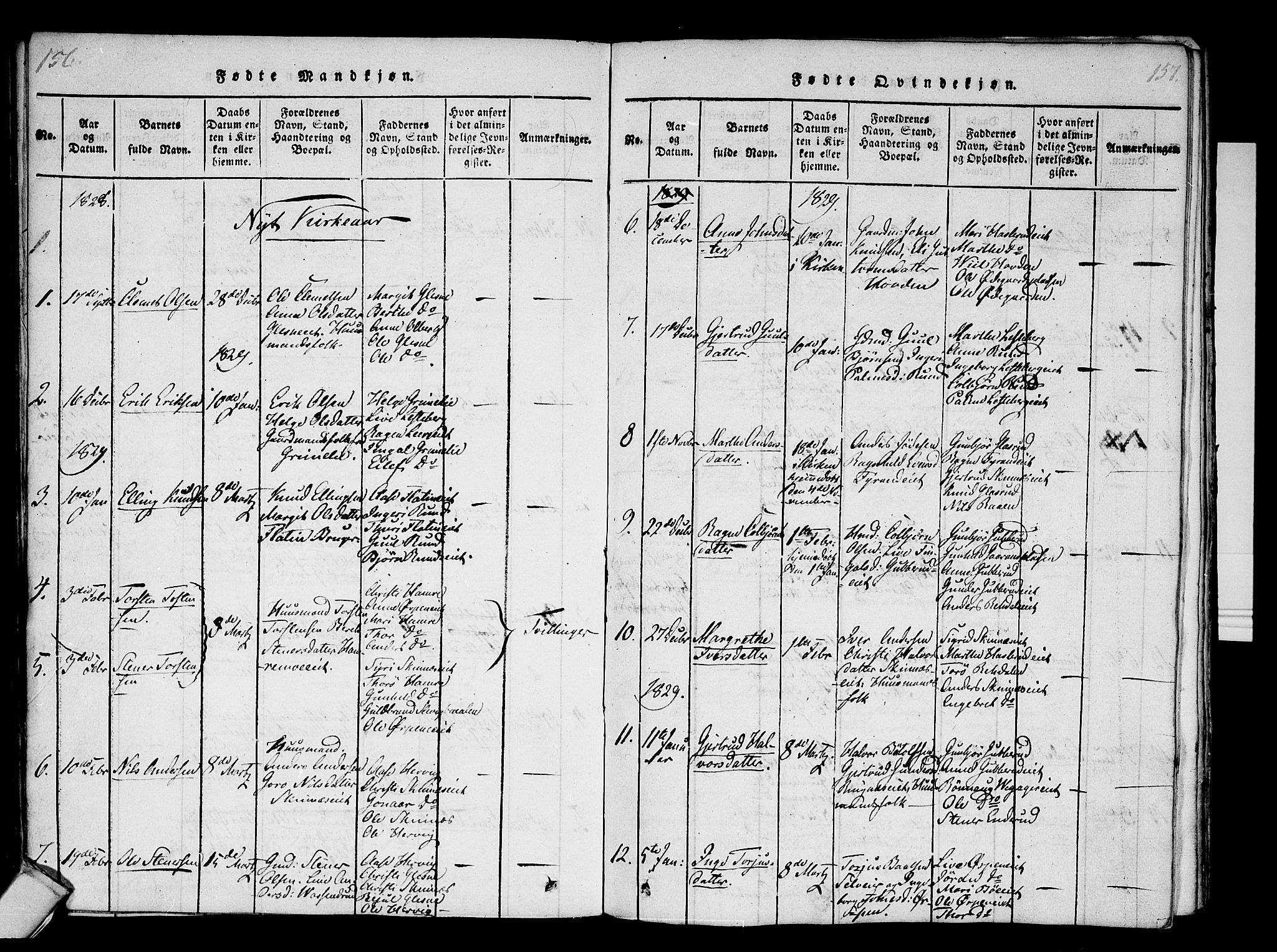 Krødsherad kirkebøker, SAKO/A-19/F/Fa/L0001: Parish register (official) no. 1, 1815-1829, p. 156-157