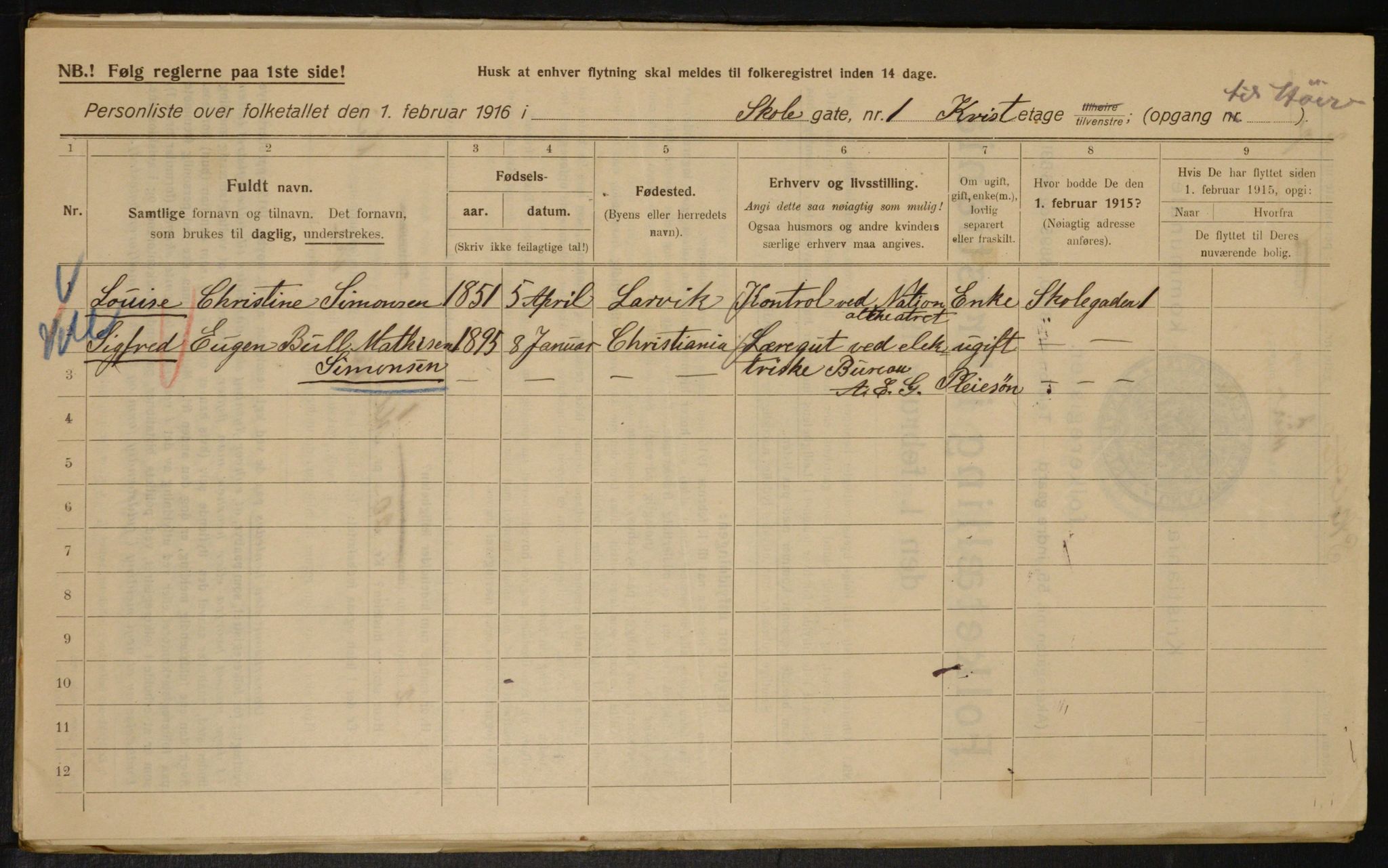 OBA, Municipal Census 1916 for Kristiania, 1916, p. 98634