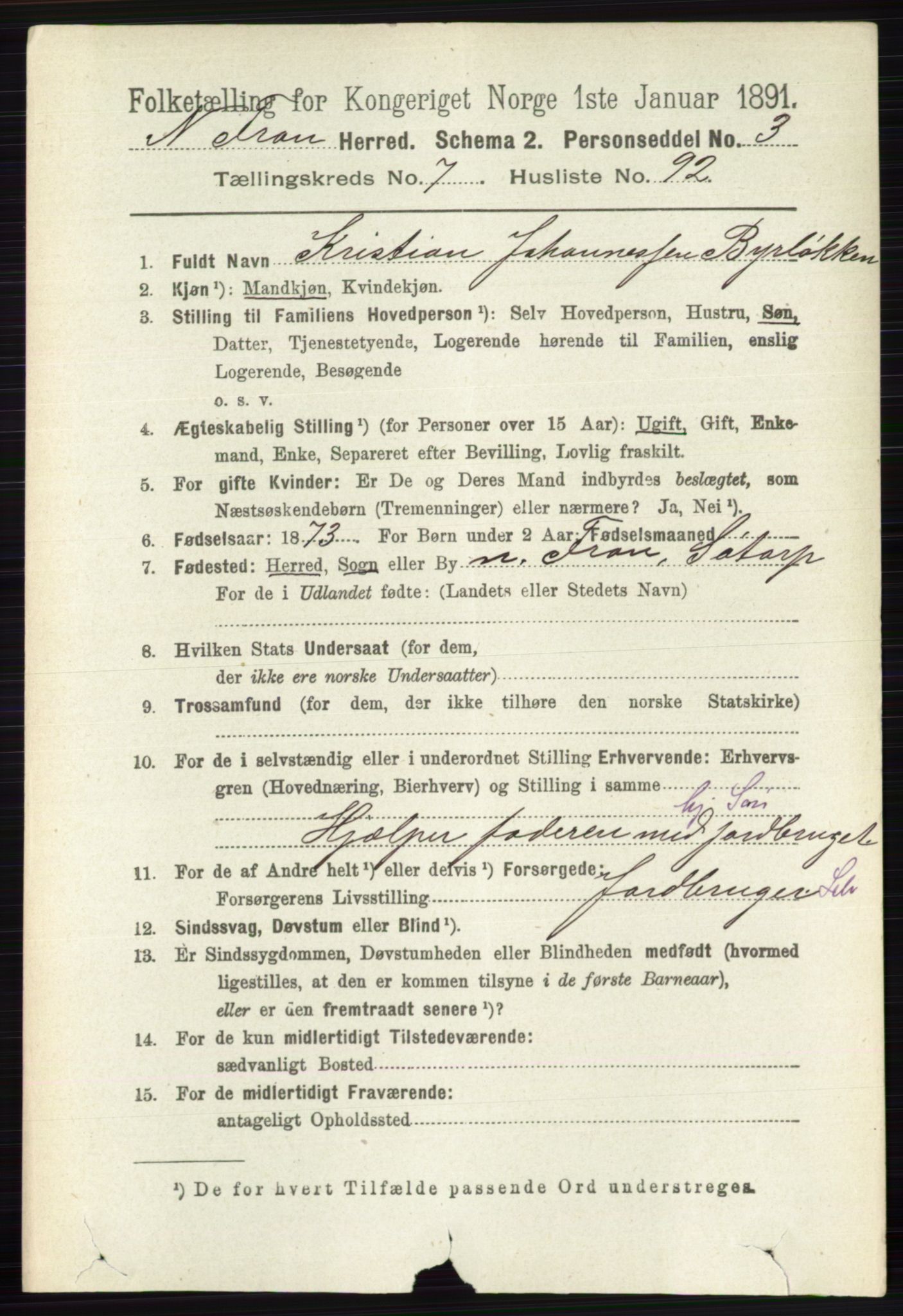 RA, 1891 census for 0518 Nord-Fron, 1891, p. 3362