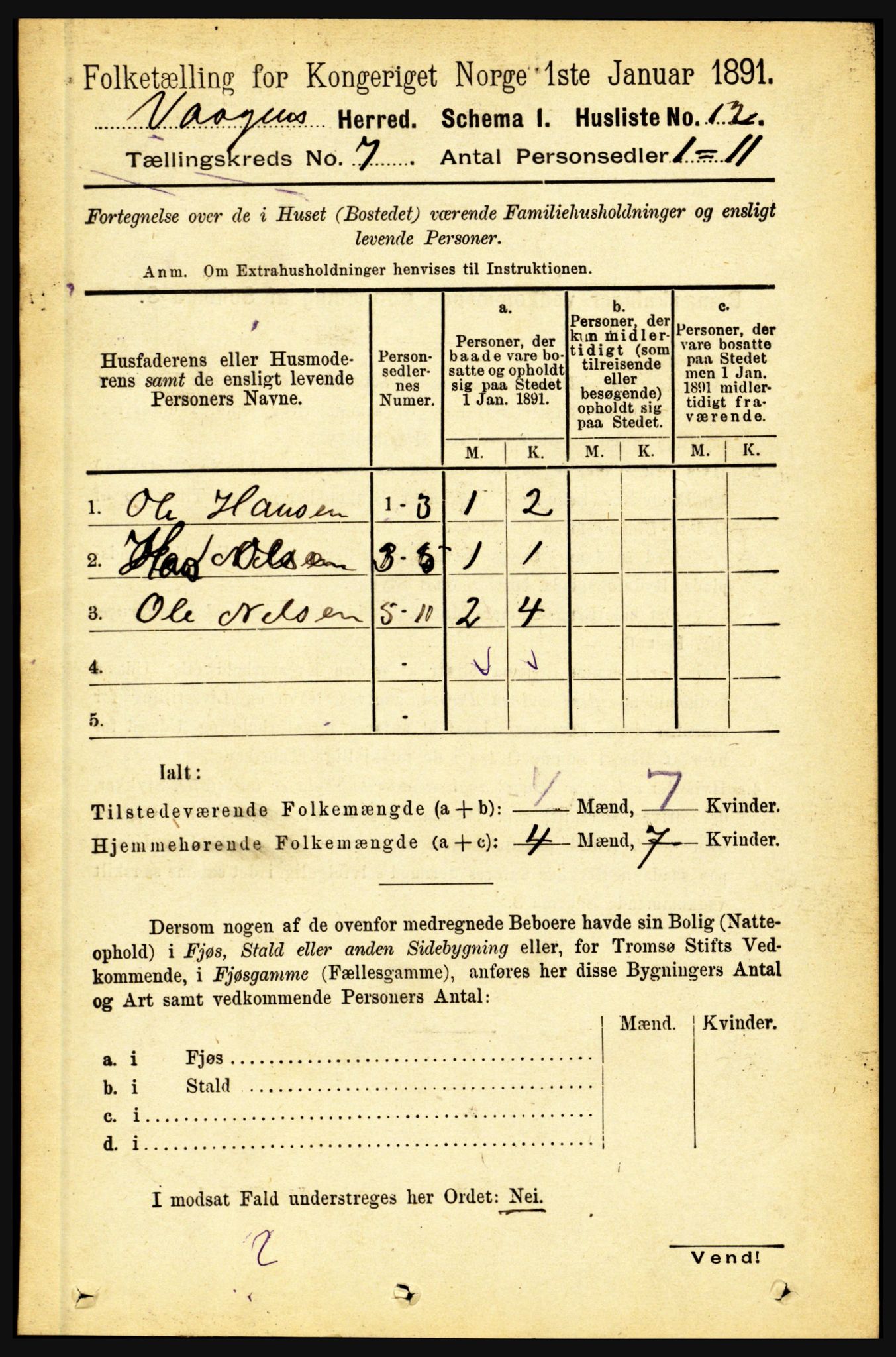 RA, 1891 census for 1865 Vågan, 1891, p. 1774