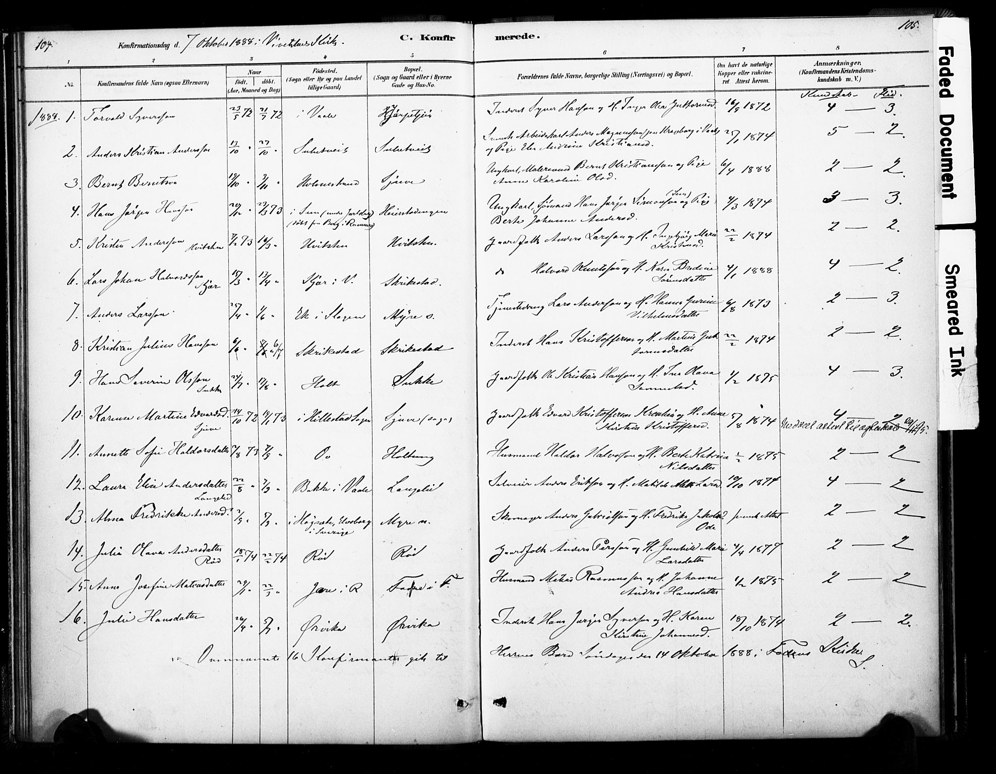 Ramnes kirkebøker, SAKO/A-314/F/Fb/L0001: Parish register (official) no. II 1, 1878-1894, p. 104-105