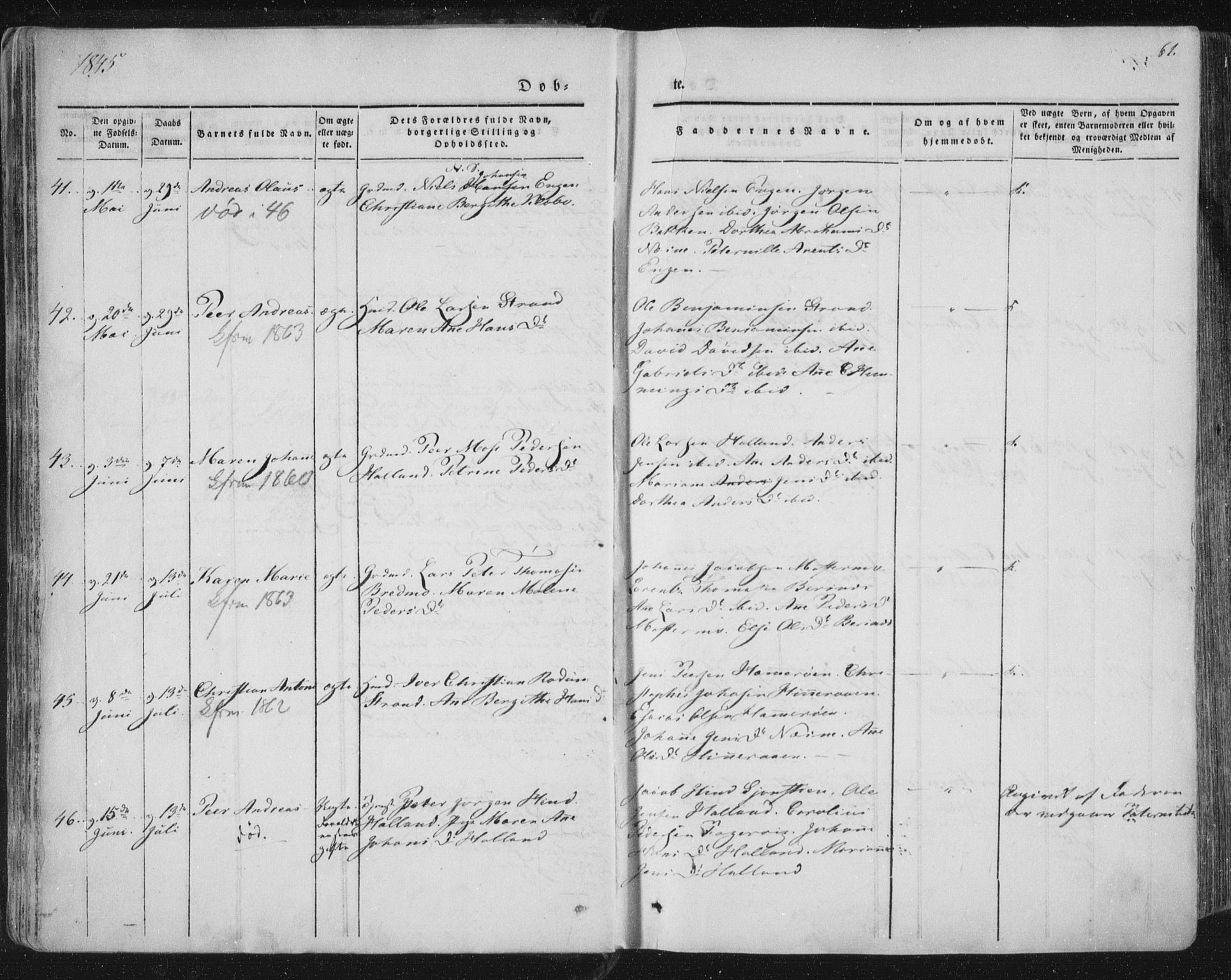 Ministerialprotokoller, klokkerbøker og fødselsregistre - Nordland, AV/SAT-A-1459/838/L0549: Parish register (official) no. 838A07, 1840-1854, p. 61