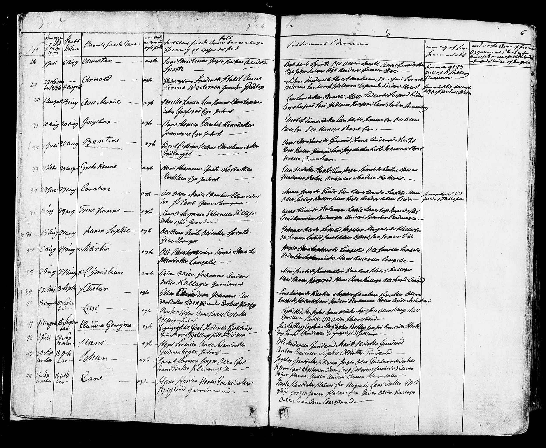 Botne kirkebøker, AV/SAKO-A-340/F/Fa/L0006: Parish register (official) no. I 6, 1836-1877, p. 6