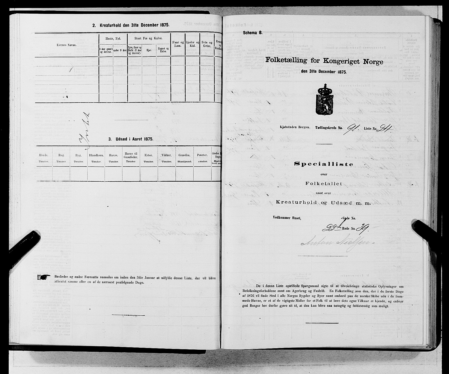 SAB, 1875 census for 1301 Bergen, 1875, p. 4938