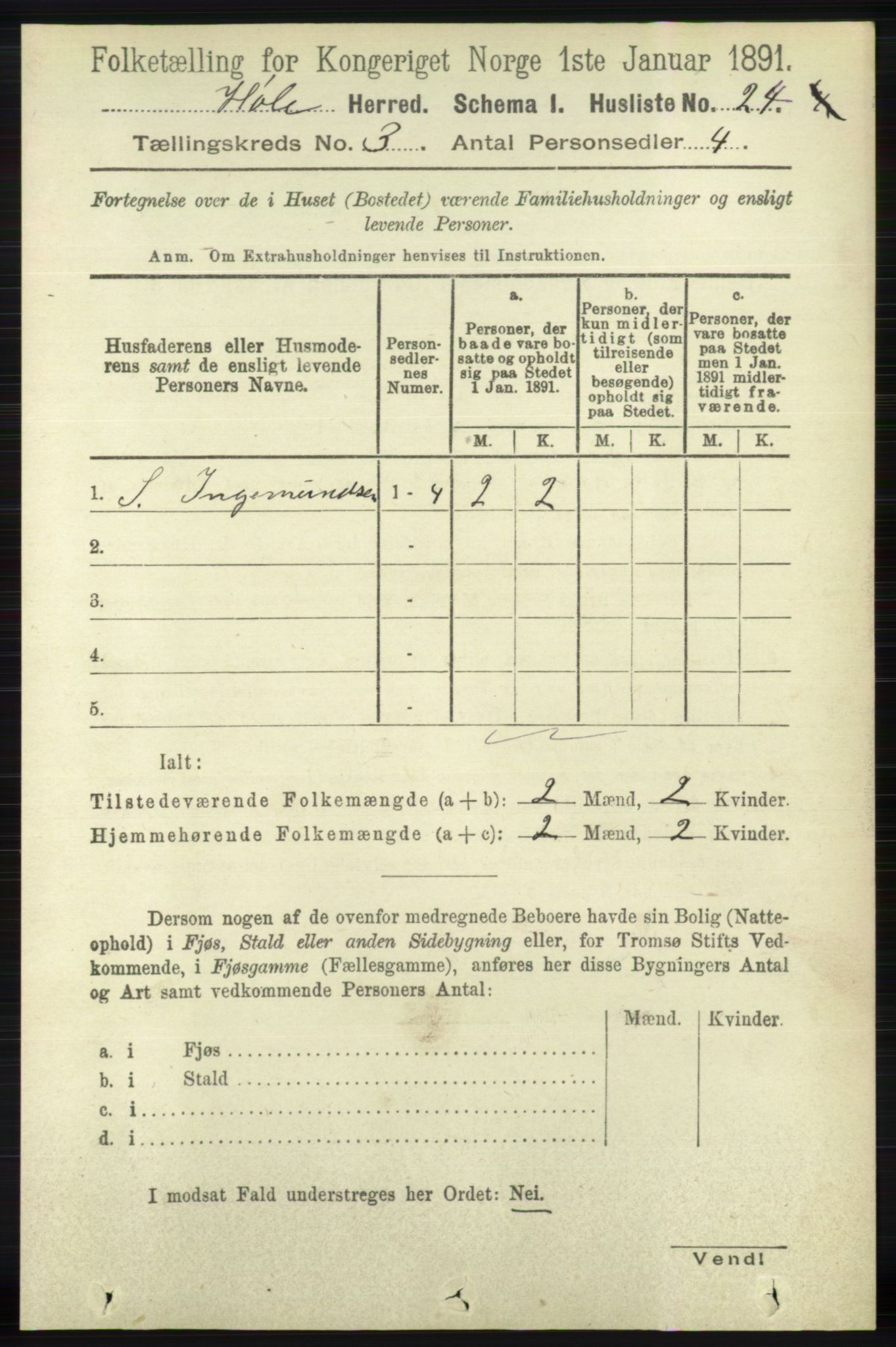 RA, 1891 census for 1128 Høle, 1891, p. 645