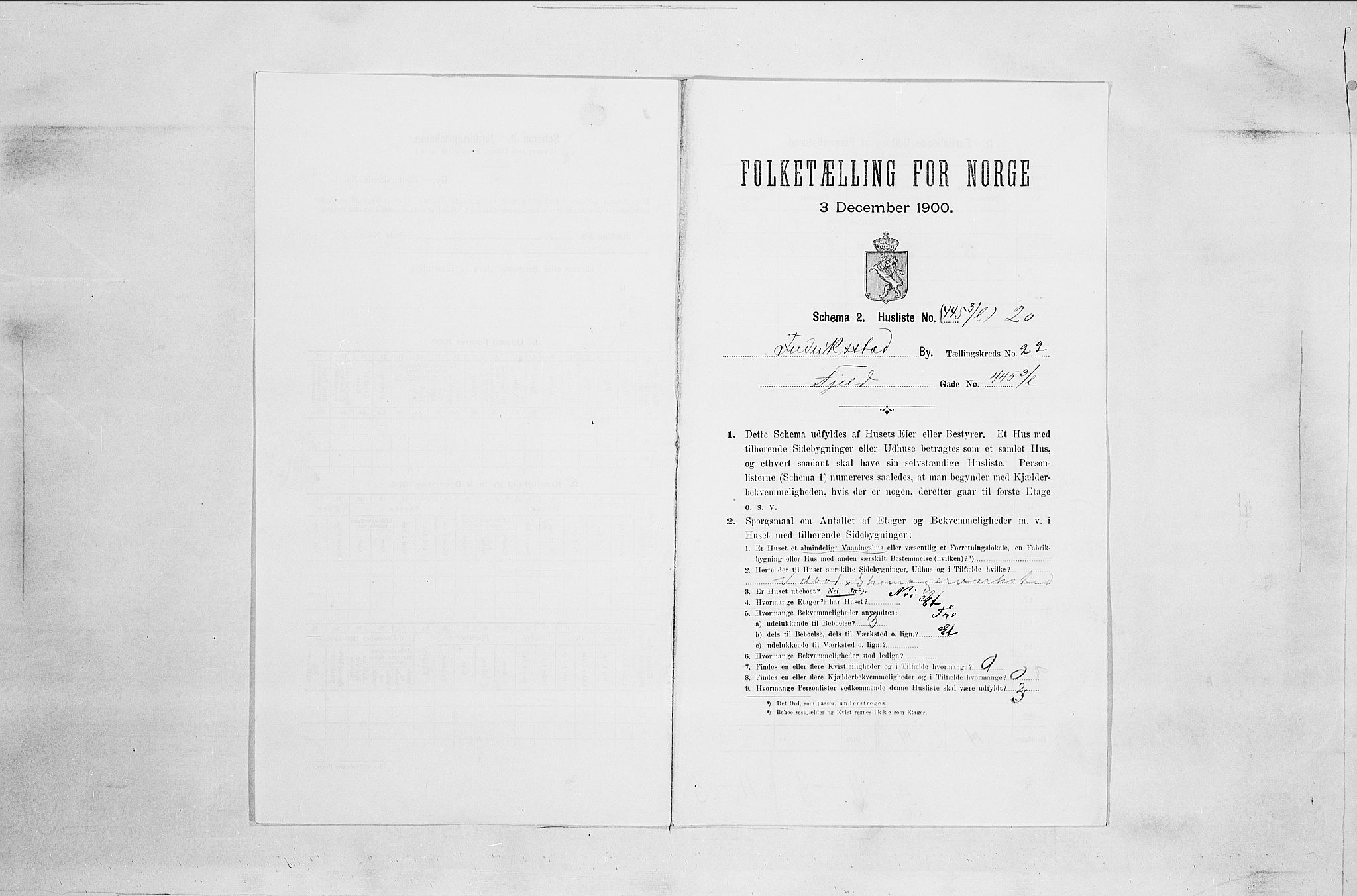 SAO, 1900 census for Fredrikstad, 1900