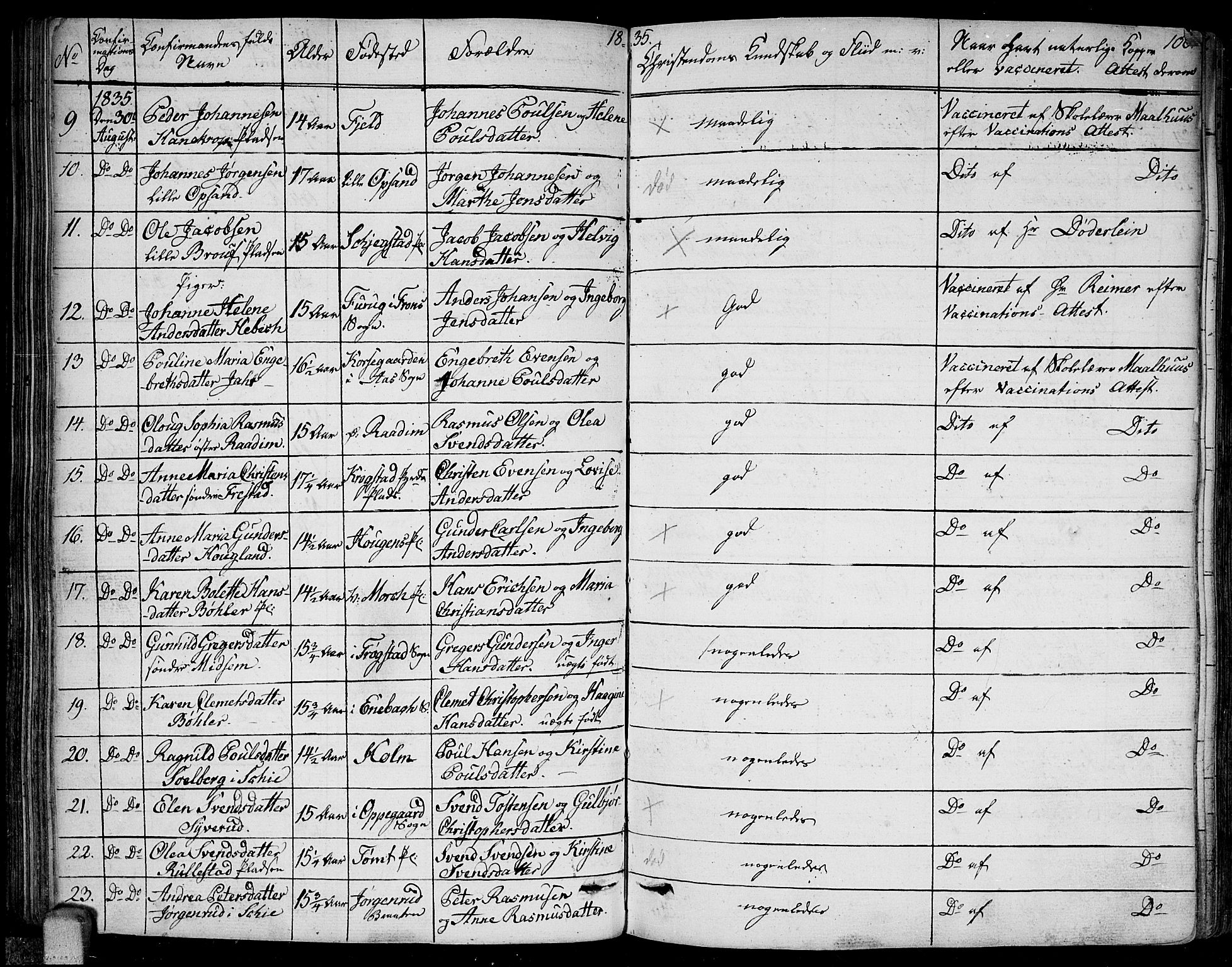 Kråkstad prestekontor Kirkebøker, AV/SAO-A-10125a/F/Fa/L0004: Parish register (official) no. I 4, 1825-1837, p. 100
