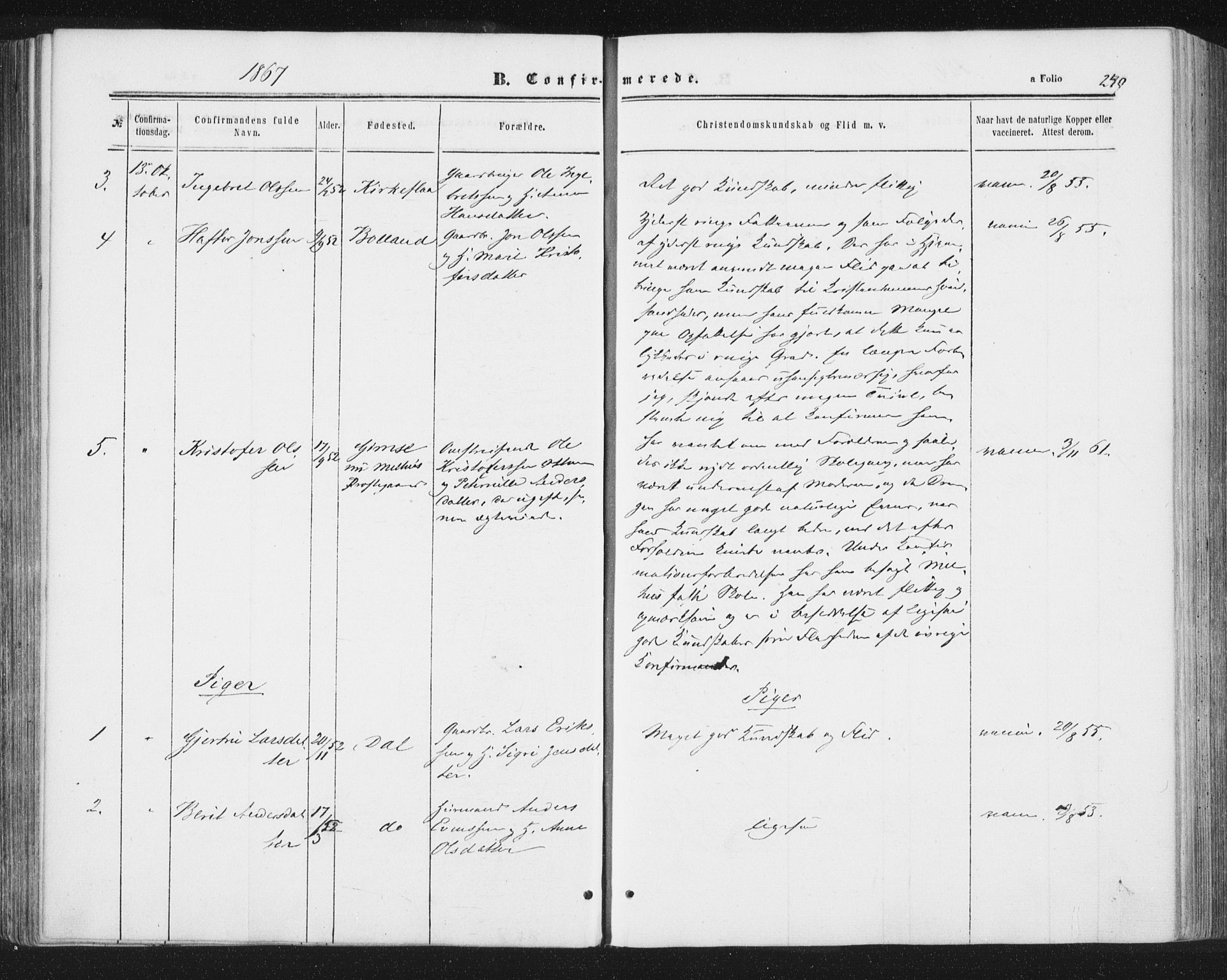 Ministerialprotokoller, klokkerbøker og fødselsregistre - Sør-Trøndelag, SAT/A-1456/691/L1077: Parish register (official) no. 691A09, 1862-1873, p. 240