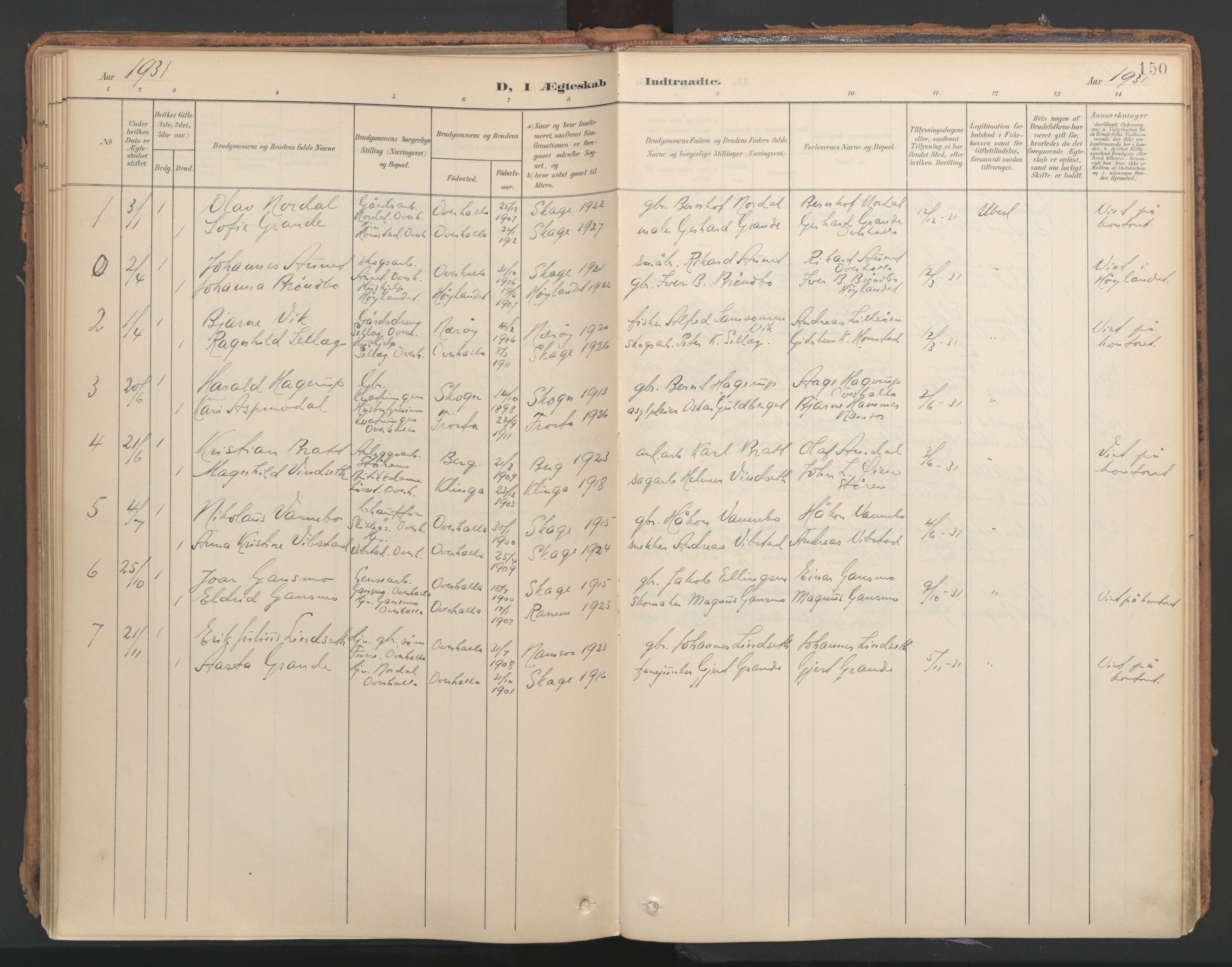 Ministerialprotokoller, klokkerbøker og fødselsregistre - Nord-Trøndelag, SAT/A-1458/766/L0564: Parish register (official) no. 767A02, 1900-1932, p. 150