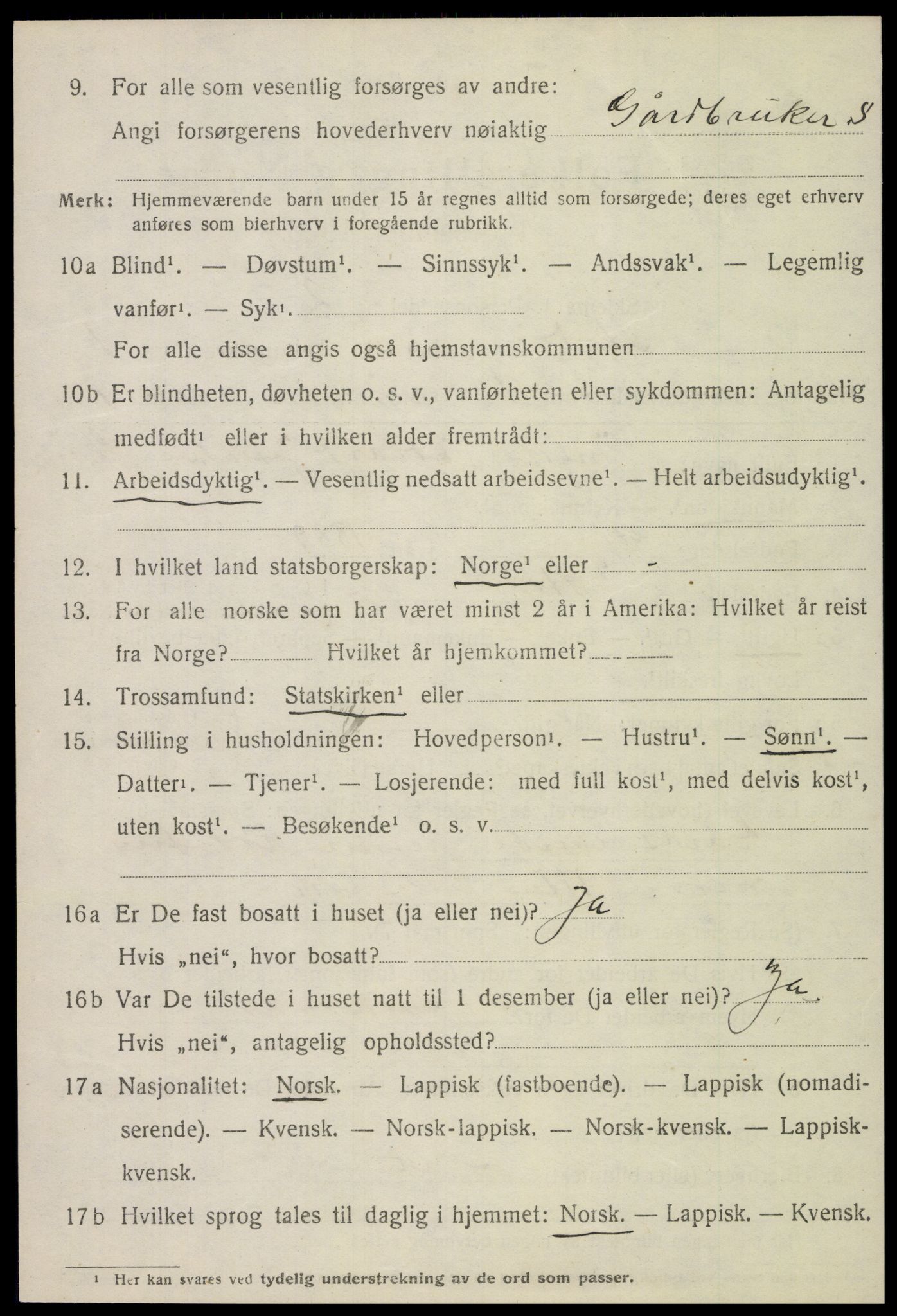 SAT, 1920 census for Stod, 1920, p. 425