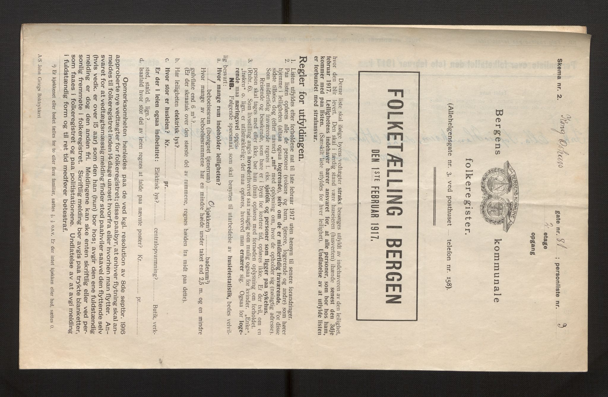 SAB, Municipal Census 1917 for Bergen, 1917, p. 19395