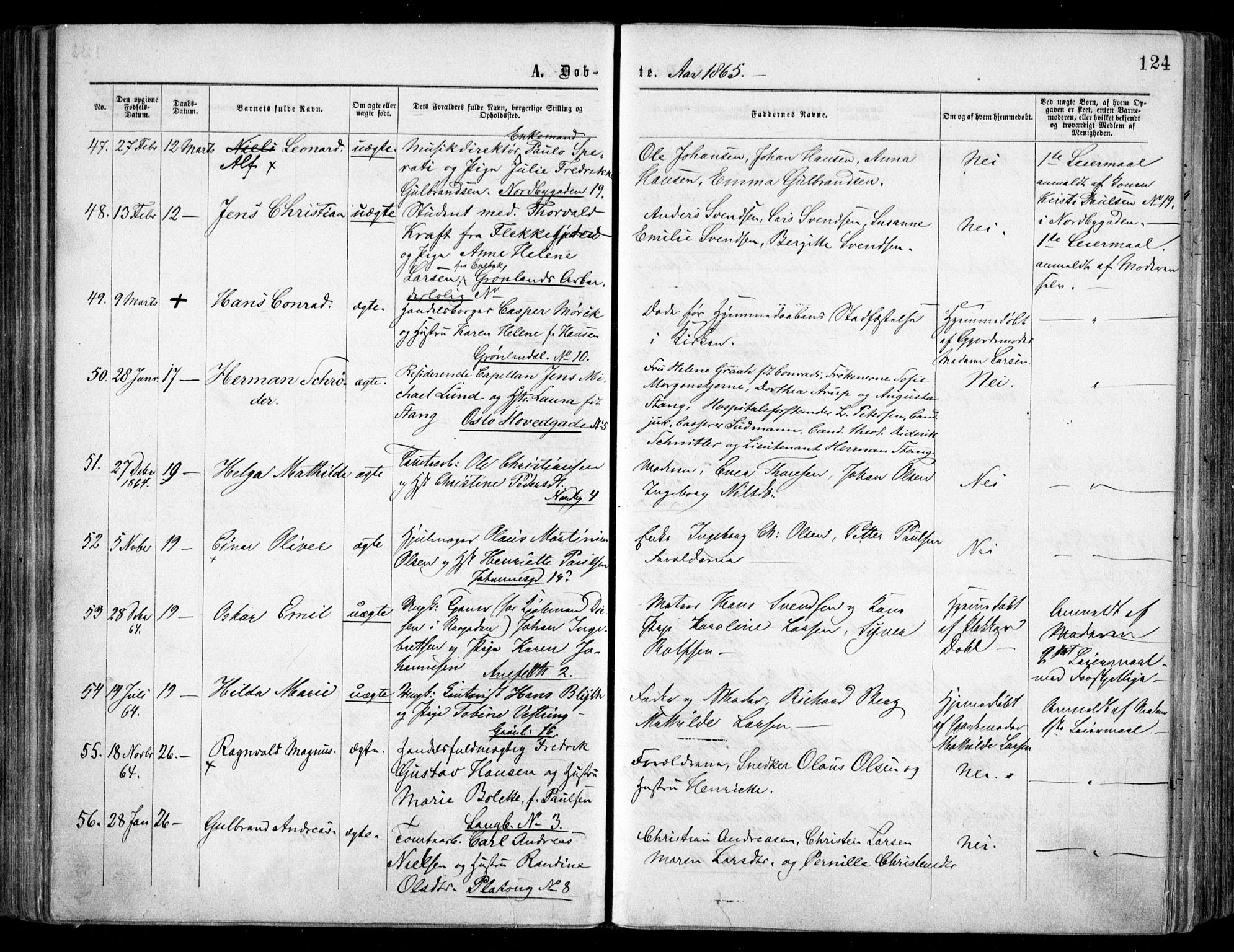 Grønland prestekontor Kirkebøker, SAO/A-10848/F/Fa/L0002: Parish register (official) no. 2, 1862-1868, p. 124