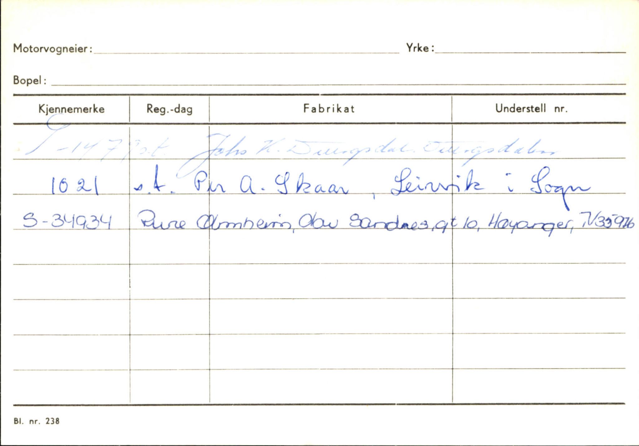 Statens vegvesen, Sogn og Fjordane vegkontor, SAB/A-5301/4/F/L0131: Eigarregister Høyanger P-Å. Stryn S-Å, 1945-1975, p. 266