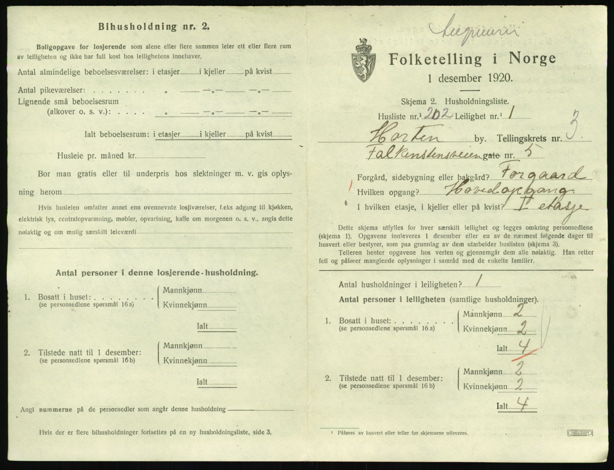 SAKO, 1920 census for Horten, 1920, p. 4777