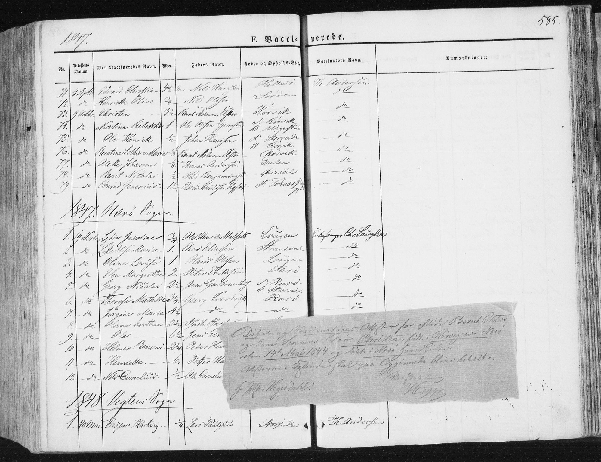 Ministerialprotokoller, klokkerbøker og fødselsregistre - Nord-Trøndelag, AV/SAT-A-1458/784/L0669: Parish register (official) no. 784A04, 1829-1859, p. 585