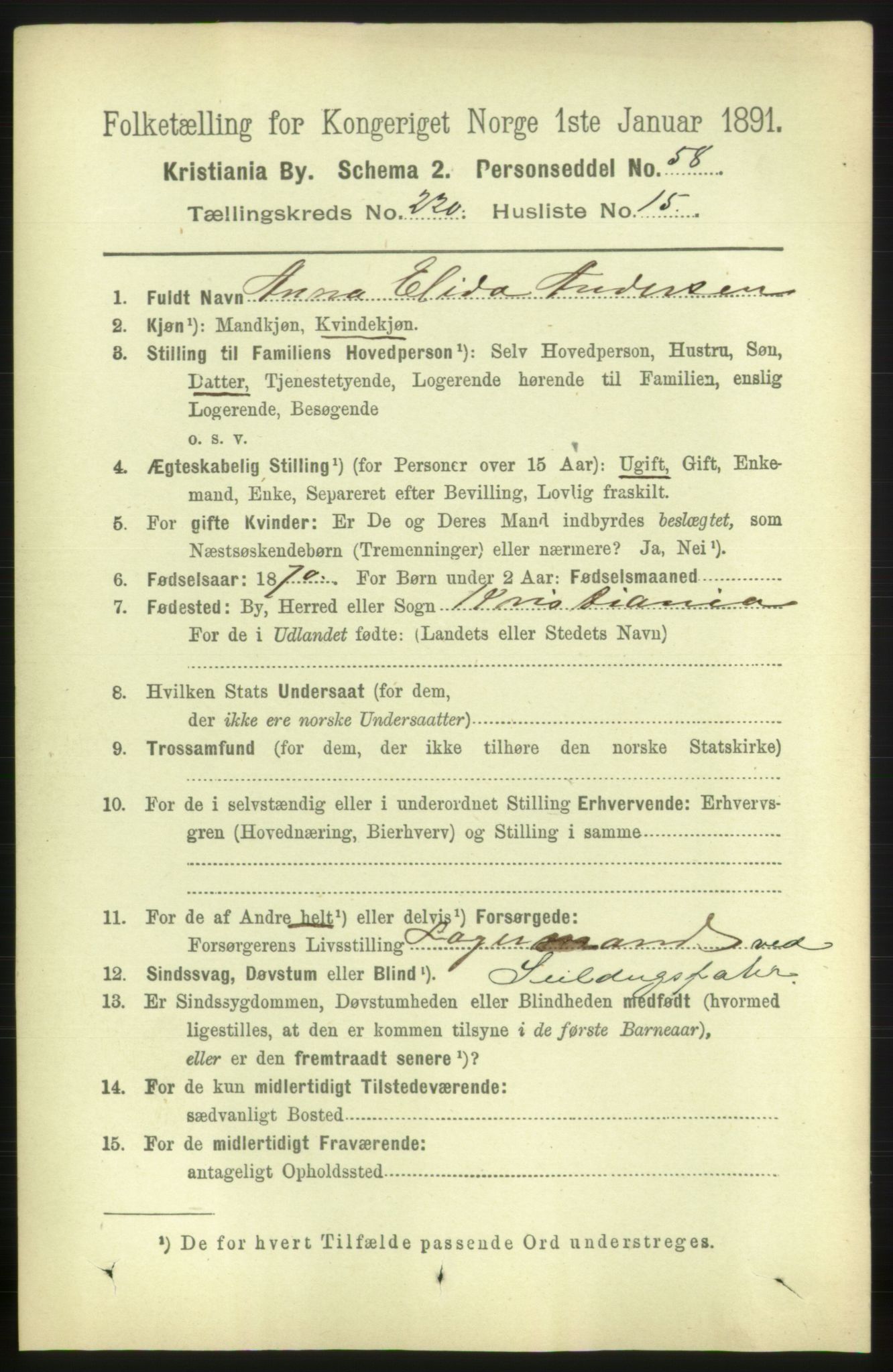 RA, 1891 census for 0301 Kristiania, 1891, p. 131456