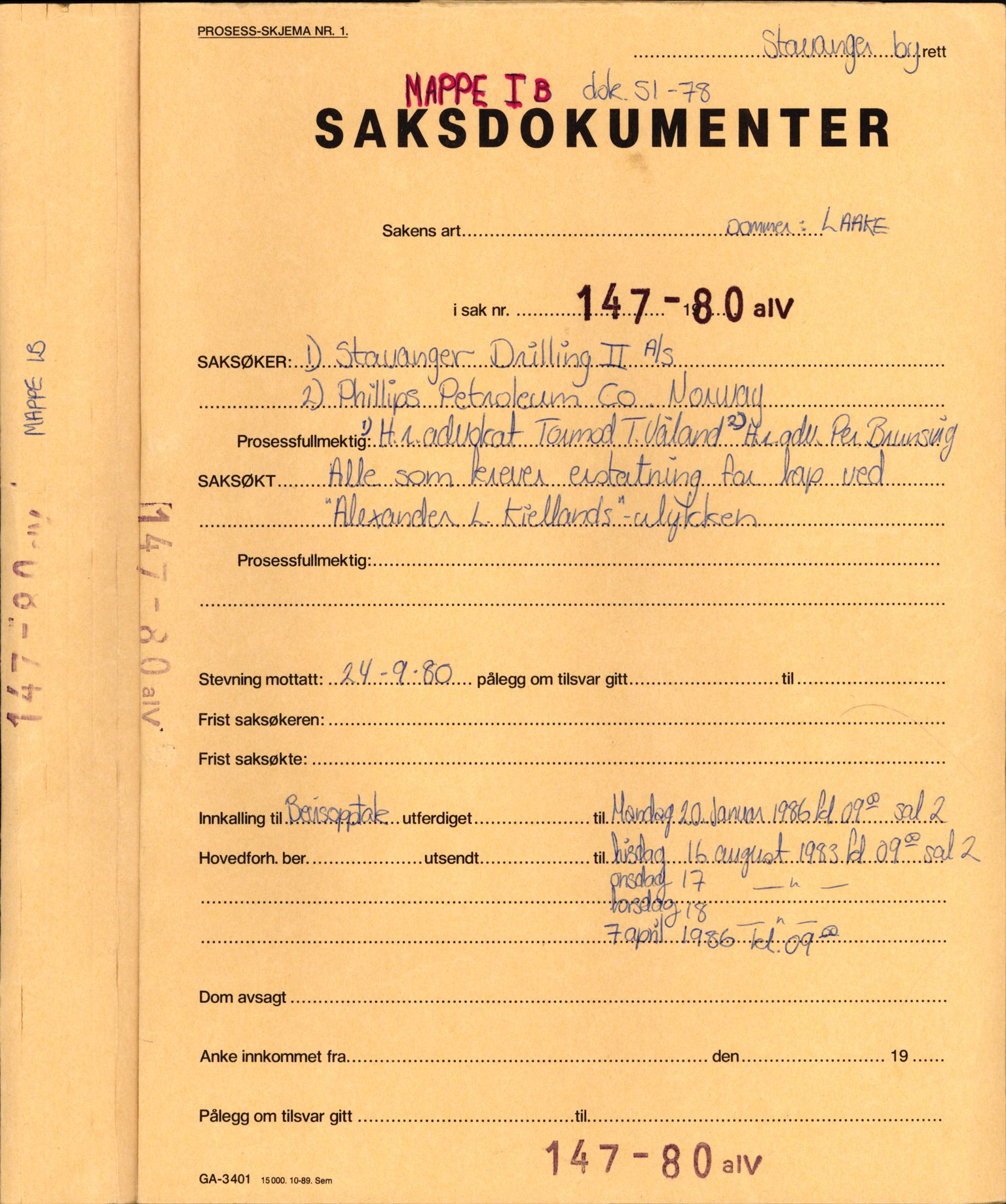 Stavanger byrett, SAST/A-100455/003/F/Fh/Fhb/L0039b: A IV sak nr 147, 1980, p. 535