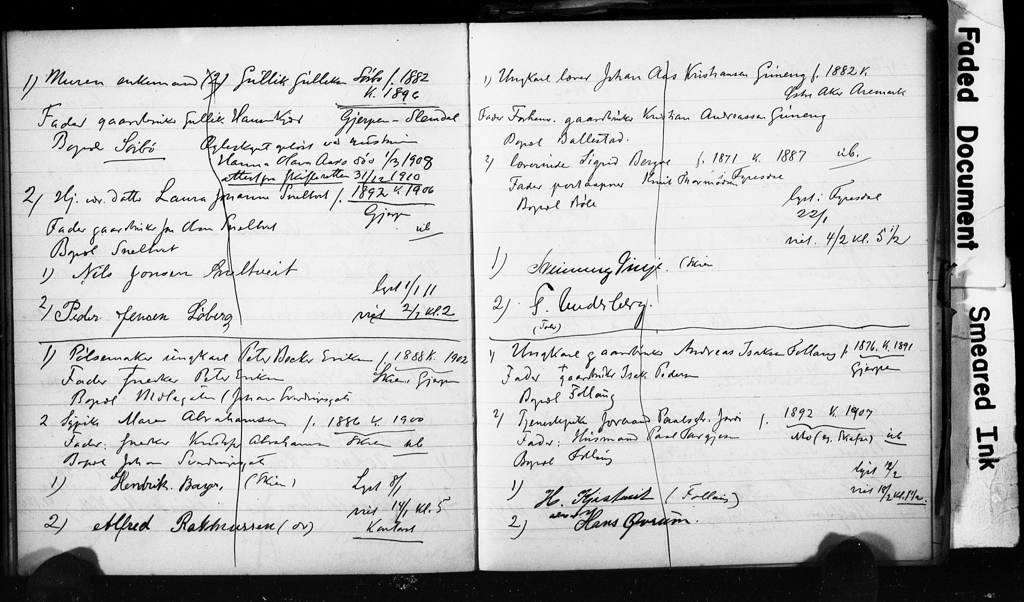 Gjerpen kirkebøker, SAKO/A-265/H/Ha/L0002: Banns register no. I 2, 1908-1913