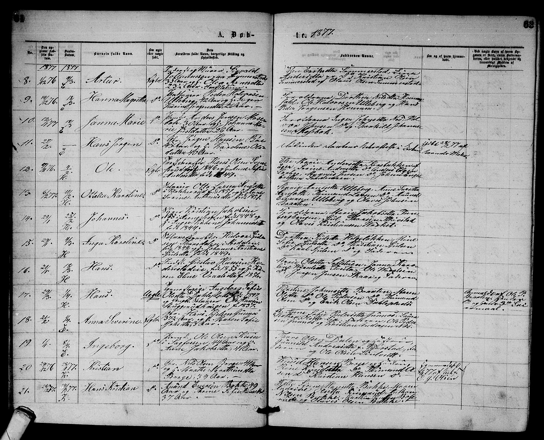 Sandsvær kirkebøker, AV/SAKO-A-244/G/Gb/L0001: Parish register (copy) no. II 1, 1874-1885, p. 61-62