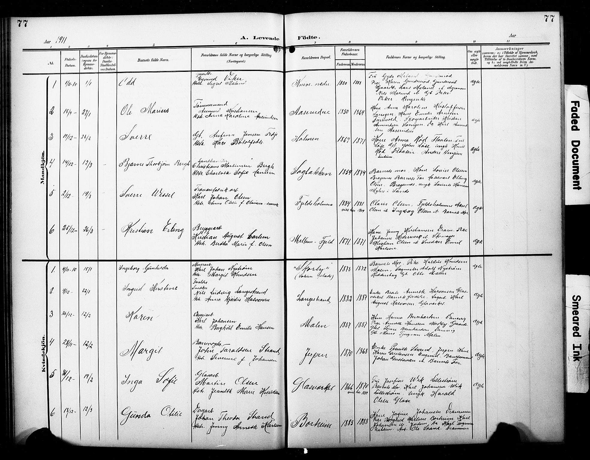 Skoger kirkebøker, AV/SAKO-A-59/G/Ga/L0003: Parish register (copy) no. I 3, 1900-1927, p. 77
