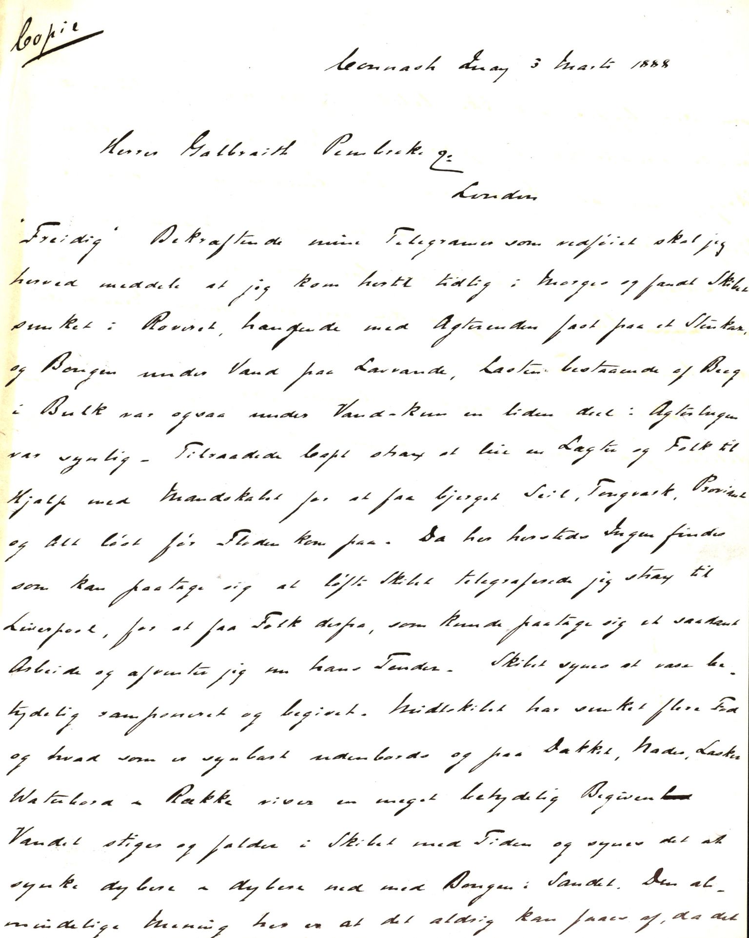 Pa 63 - Østlandske skibsassuranceforening, VEMU/A-1079/G/Ga/L0023/0002: Havaridokumenter / Flora, Frank, Freidig, Sophie, Wilhelmine, 1888, p. 30