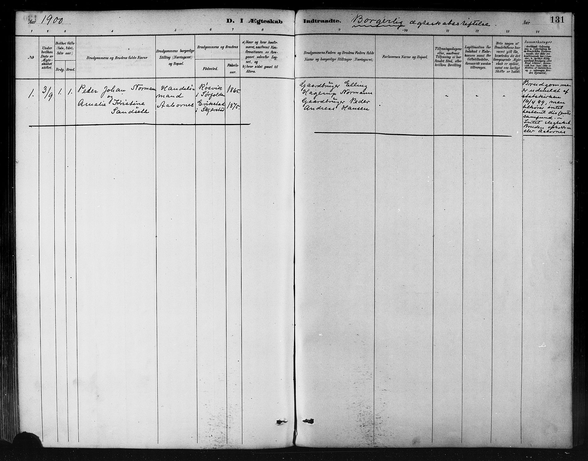 Ministerialprotokoller, klokkerbøker og fødselsregistre - Nordland, SAT/A-1459/858/L0831: Parish register (official) no. 858A01, 1884-1902, p. 131