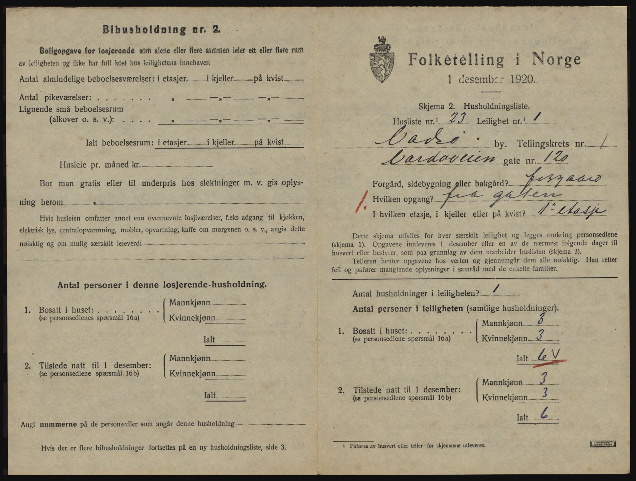 SATØ, 1920 census for Vadsø, 1920, p. 634