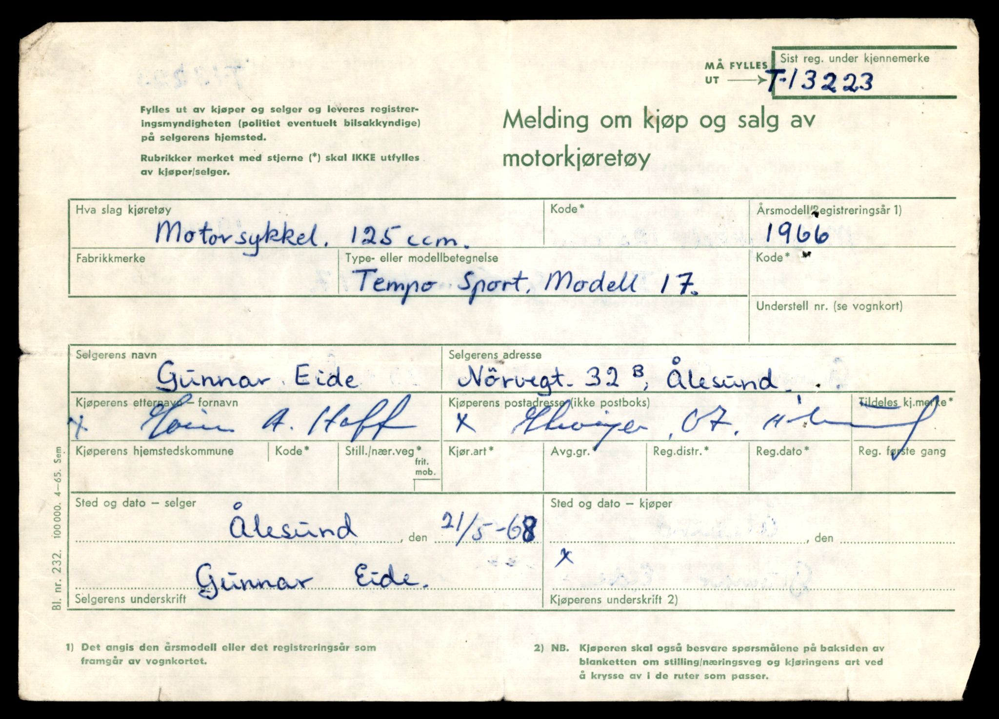 Møre og Romsdal vegkontor - Ålesund trafikkstasjon, AV/SAT-A-4099/F/Fe/L0038: Registreringskort for kjøretøy T 13180 - T 13360, 1927-1998, p. 733