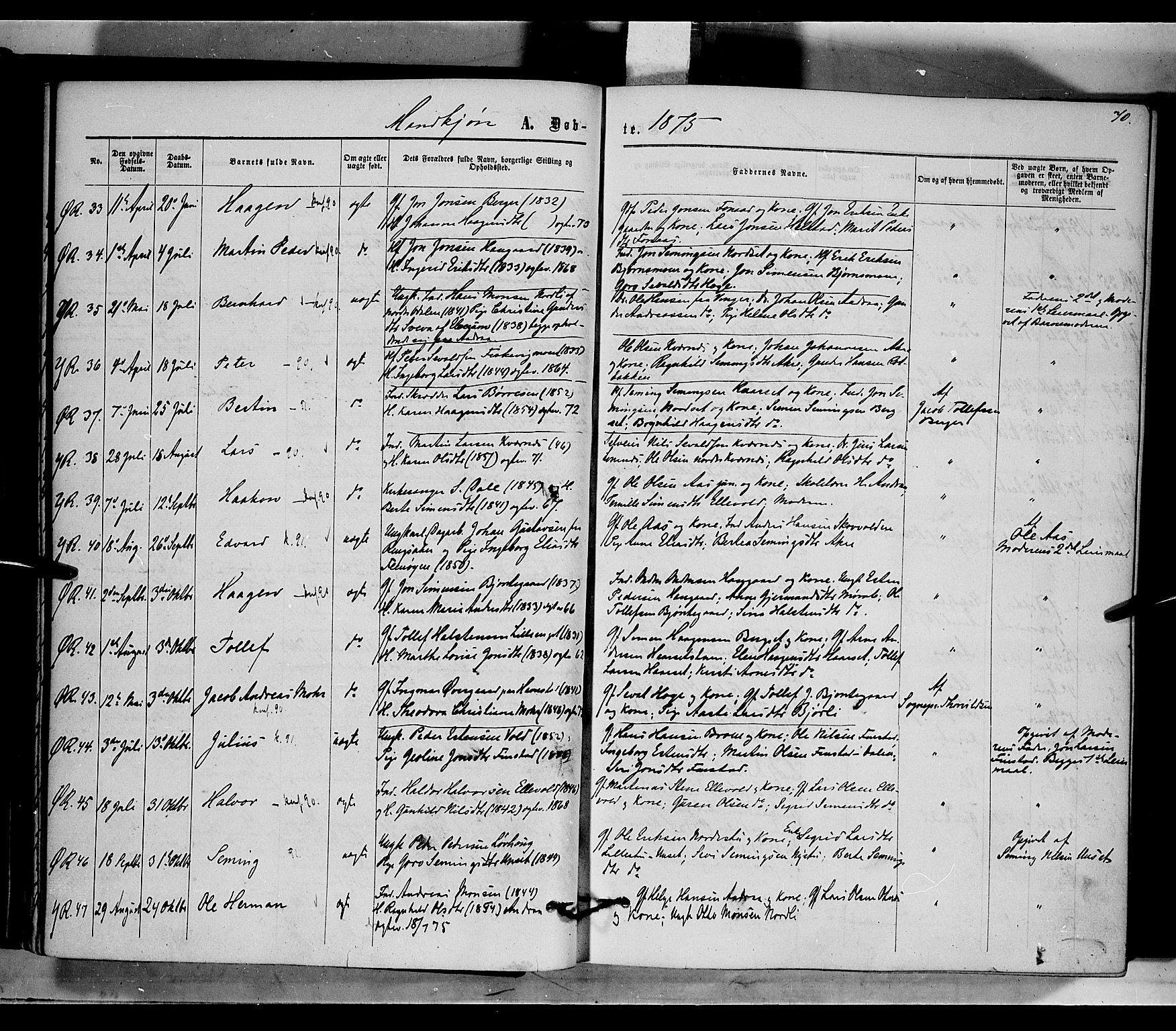 Rendalen prestekontor, AV/SAH-PREST-054/H/Ha/Haa/L0006: Parish register (official) no. 6, 1867-1877, p. 70