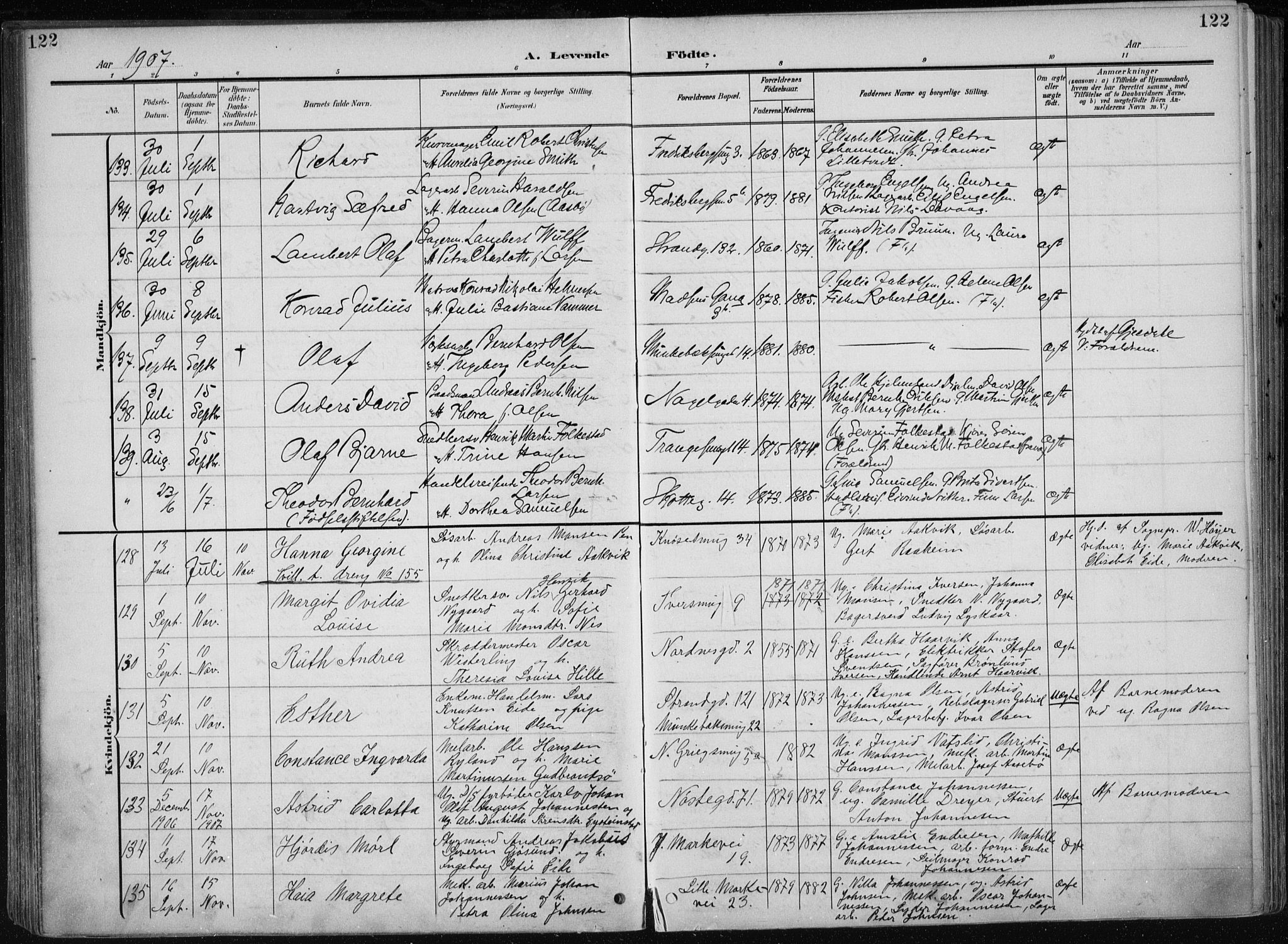 Nykirken Sokneprestembete, SAB/A-77101/H/Haa/L0019: Parish register (official) no. B 7, 1904-1916, p. 122