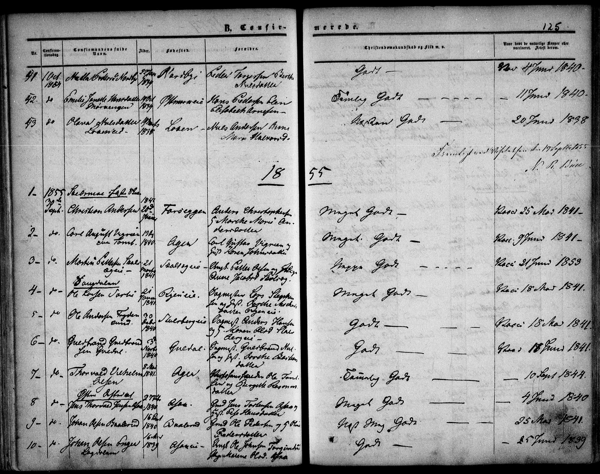 Skedsmo prestekontor Kirkebøker, SAO/A-10033a/F/Fa/L0010: Parish register (official) no. I 10, 1854-1865, p. 125