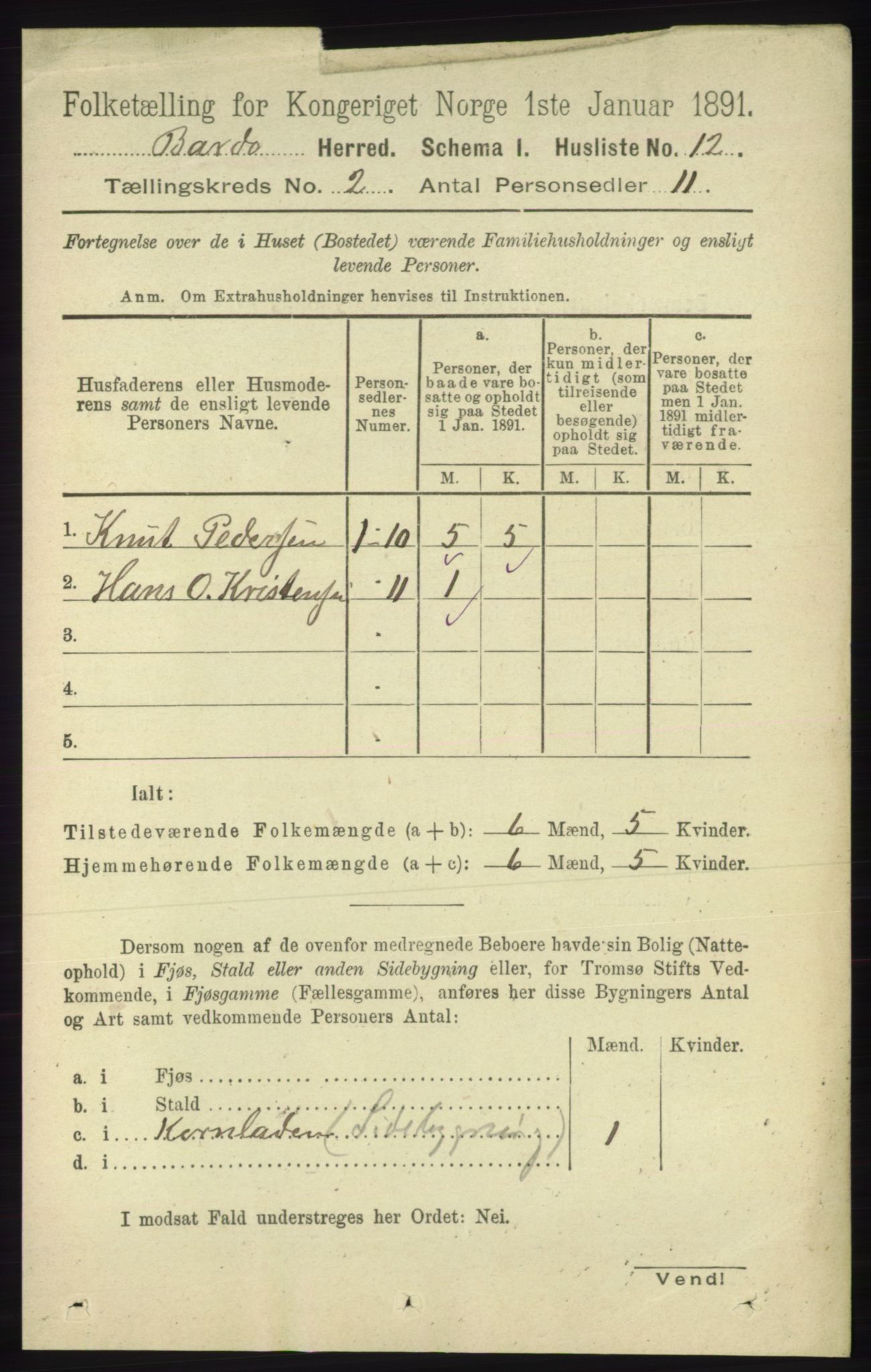 RA, 1891 census for 1922 Bardu, 1891, p. 444