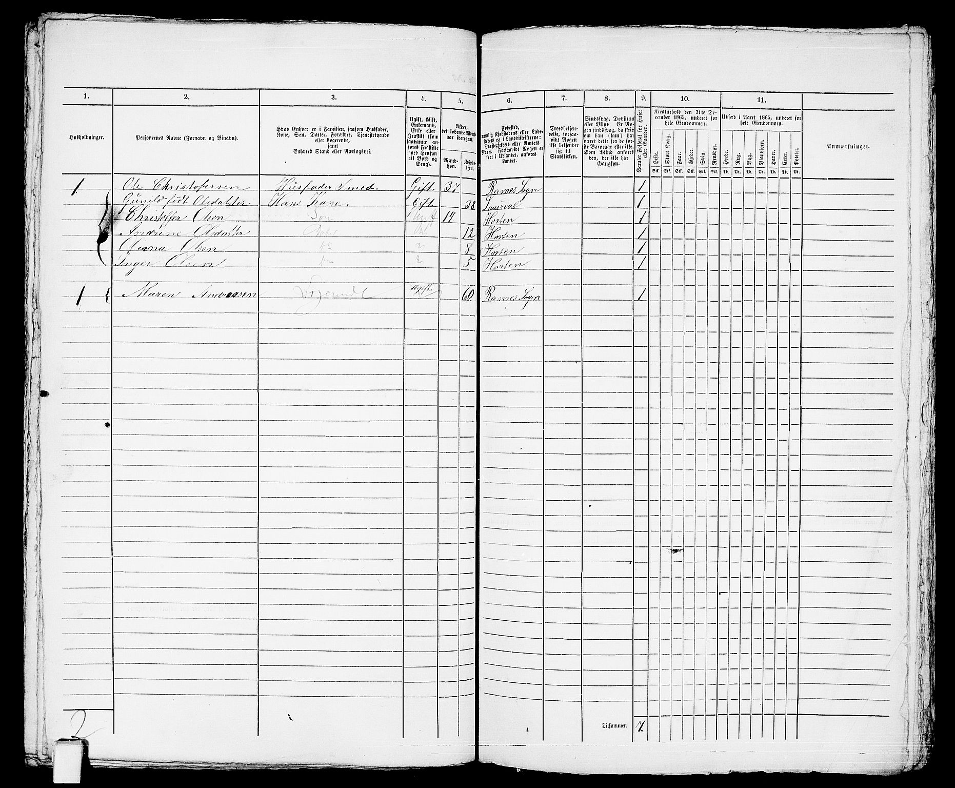 RA, 1865 census for Horten, 1865, p. 994