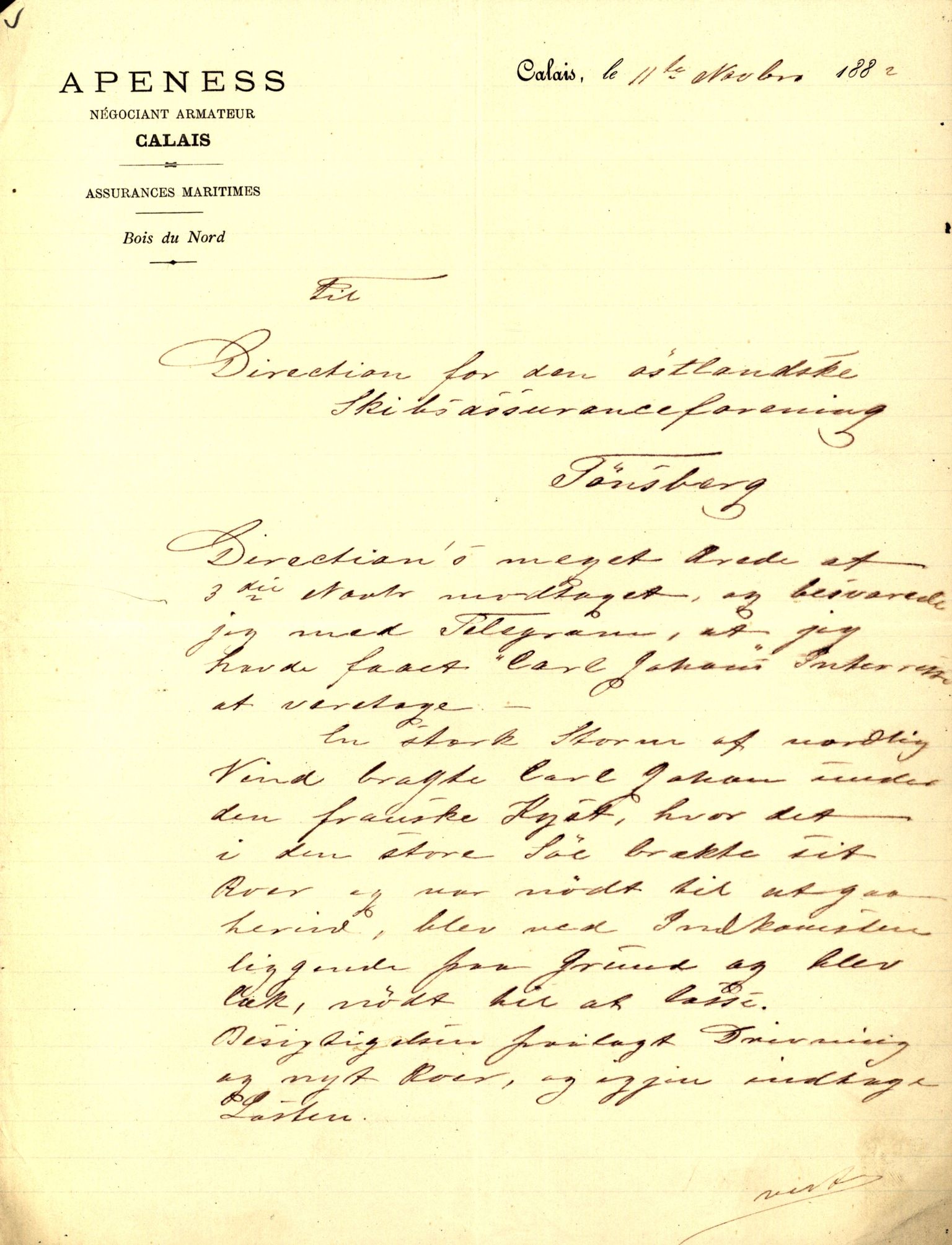 Pa 63 - Østlandske skibsassuranceforening, VEMU/A-1079/G/Ga/L0015/0011: Havaridokumenter / Carl Johan, Bergljot, Baticola, Saga, 1882, p. 6
