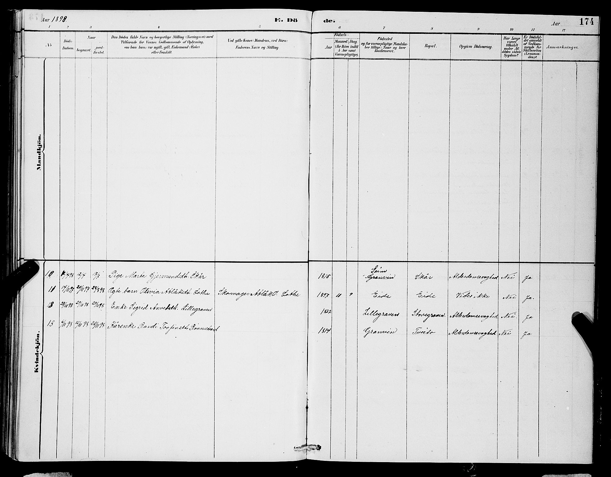 Ulvik sokneprestembete, AV/SAB-A-78801/H/Hab: Parish register (copy) no. B 3, 1884-1901, p. 174