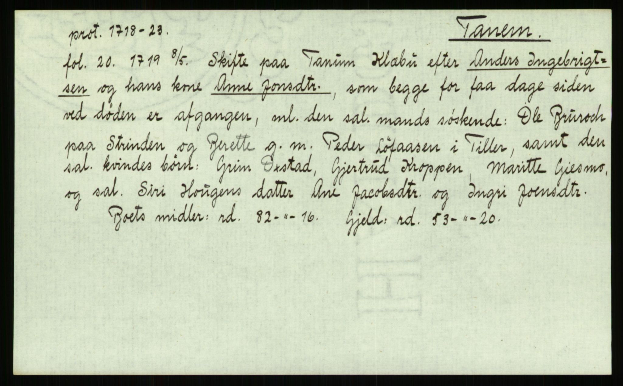 Strinda og Selbu sorenskriveri, AV/SAT-A-0015/3, 1700-1766, p. 1409