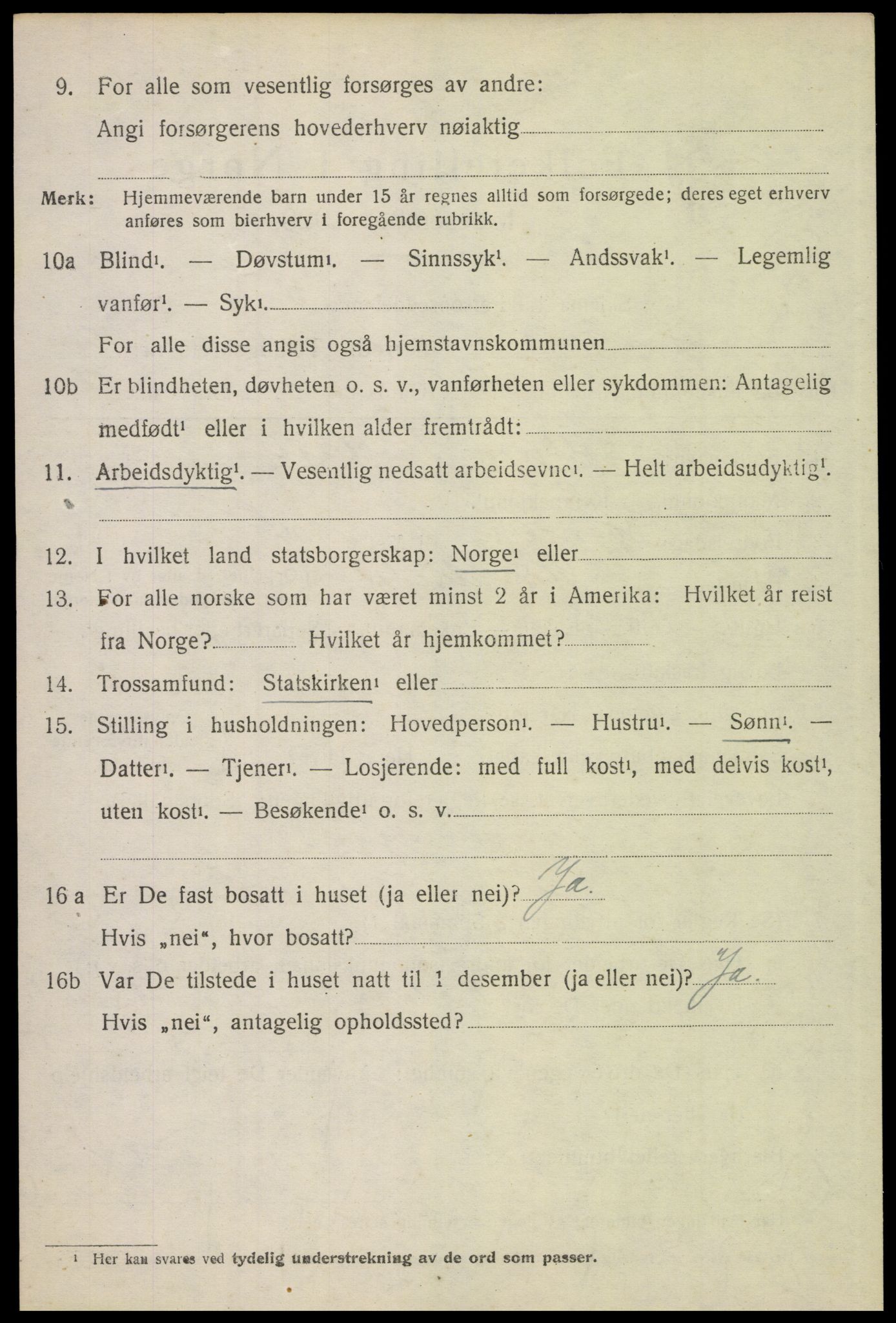 SAH, 1920 census for Tynset, 1920, p. 2455