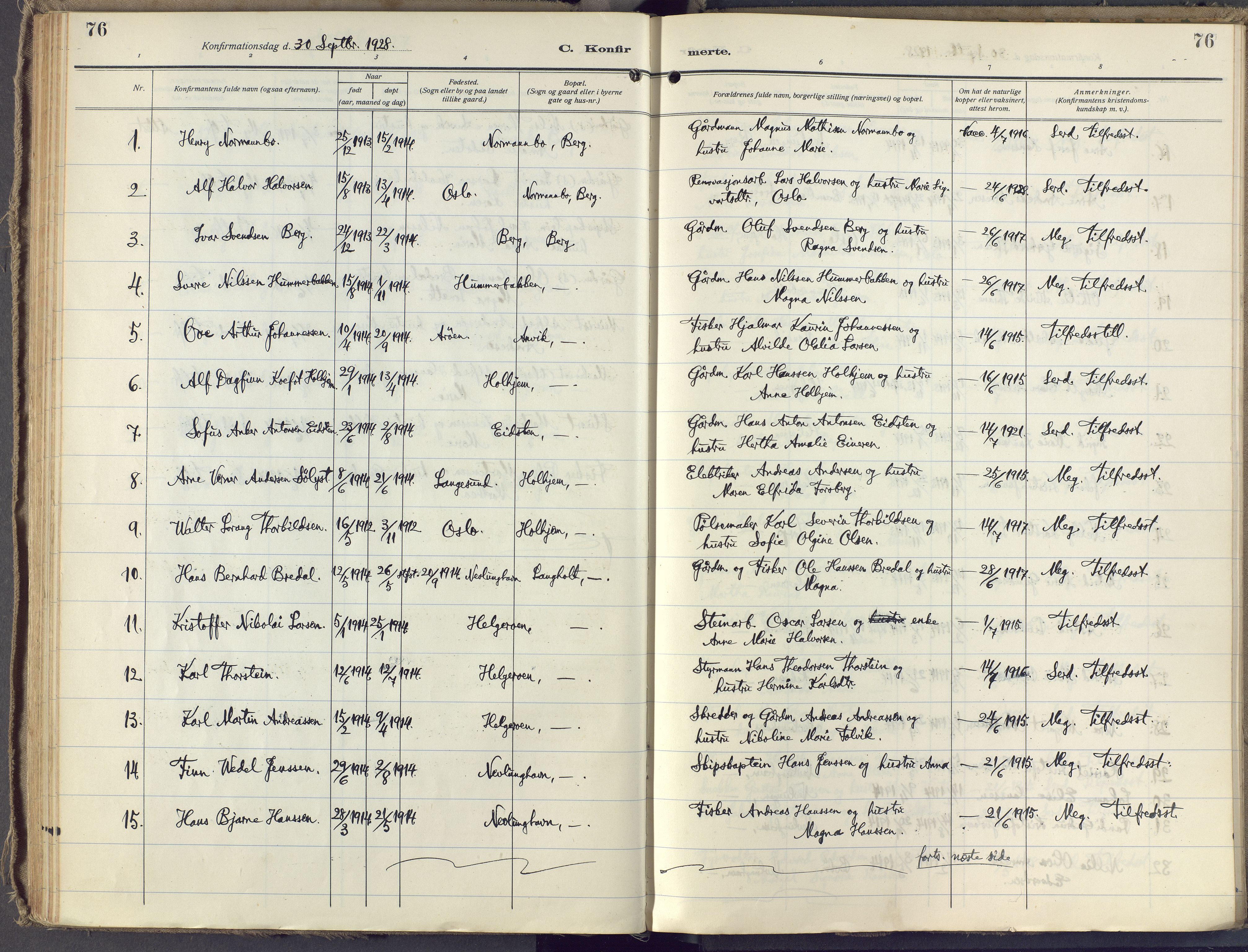 Brunlanes kirkebøker, AV/SAKO-A-342/F/Fb/L0004: Parish register (official) no. II 4, 1923-1940, p. 76