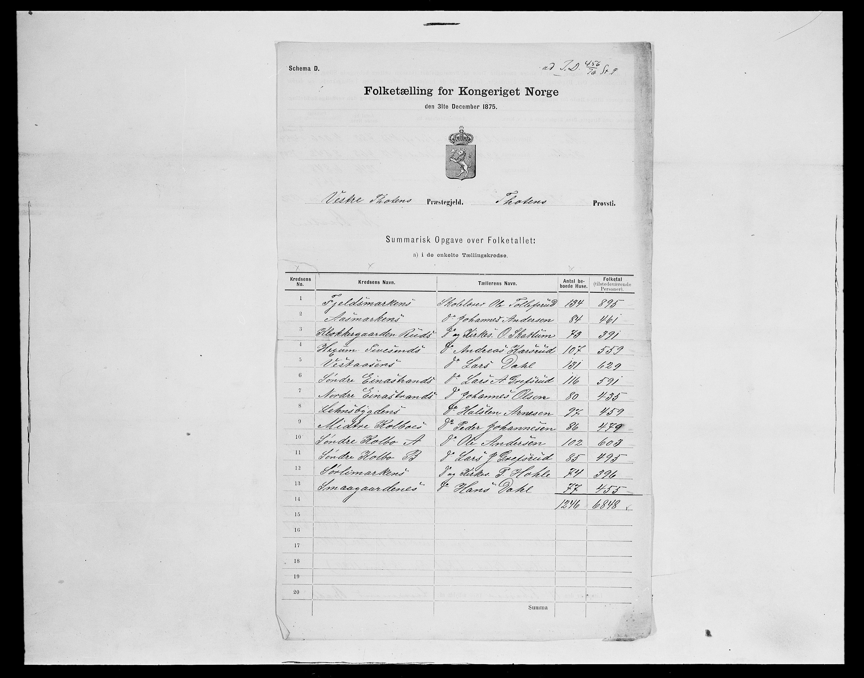 SAH, 1875 census for 0529P Vestre Toten, 1875, p. 23