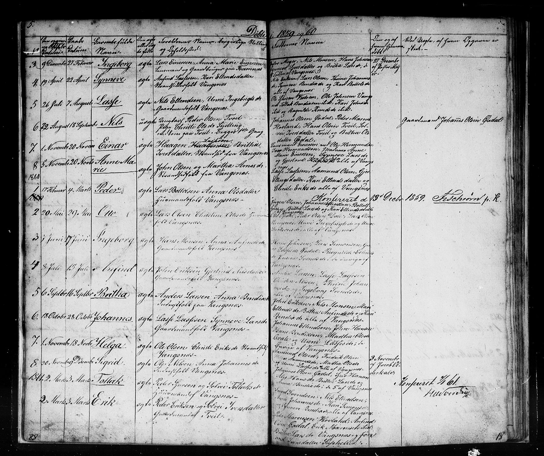 Vik sokneprestembete, SAB/A-81501: Parish register (copy) no. C 1, 1853-1879, p. 5