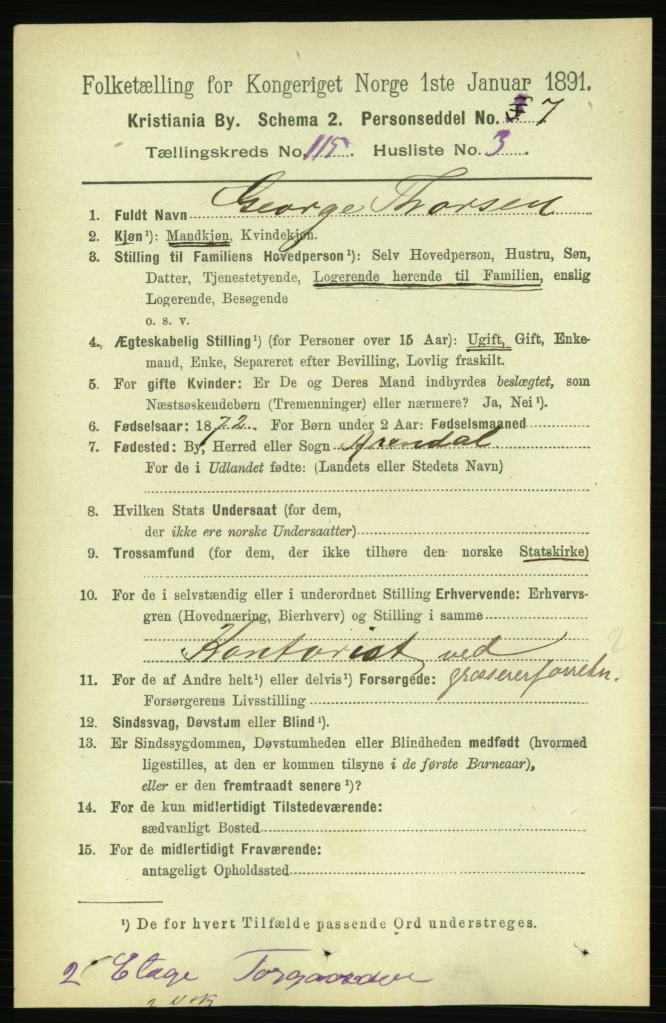 RA, 1891 census for 0301 Kristiania, 1891, p. 61707