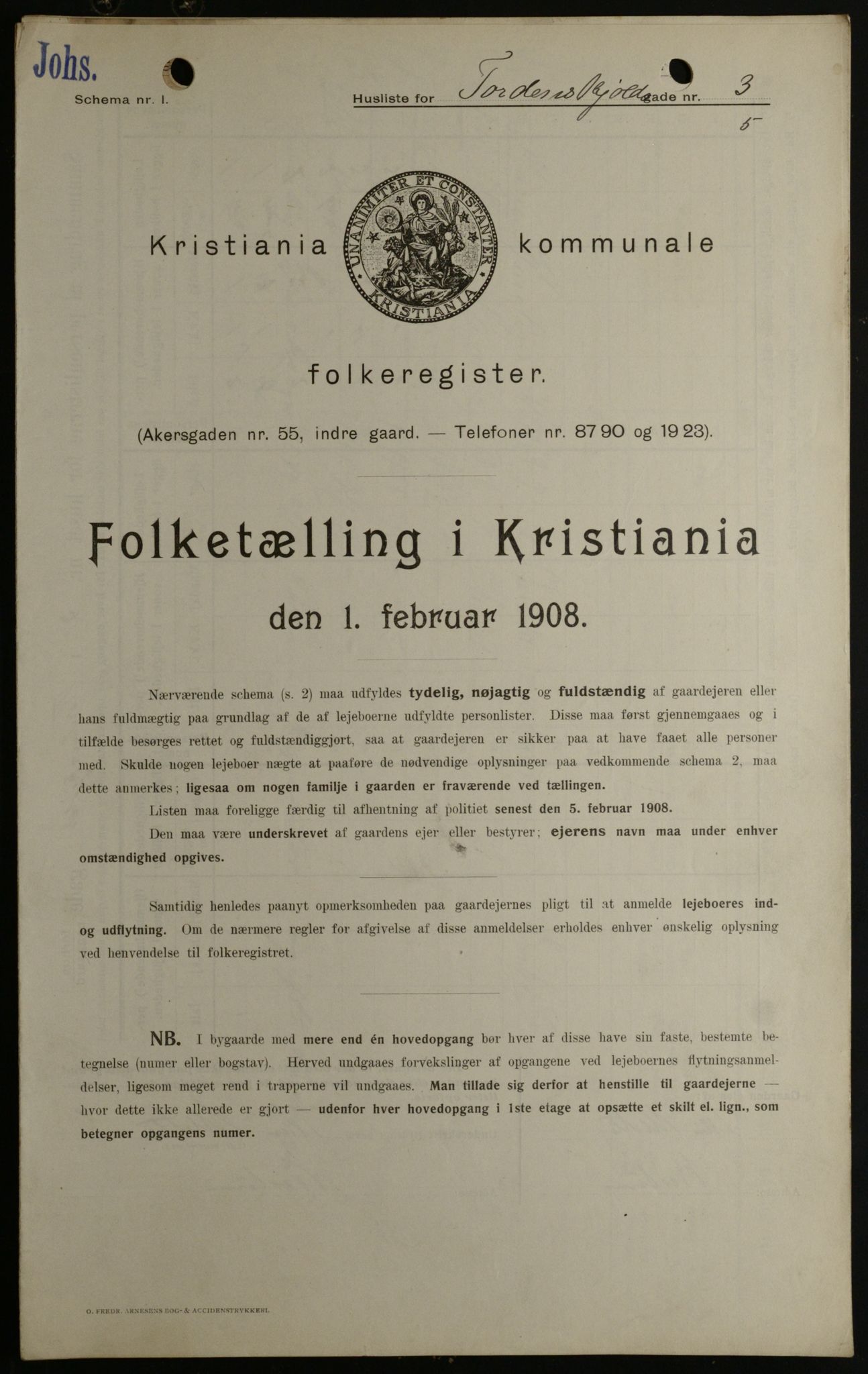 OBA, Municipal Census 1908 for Kristiania, 1908, p. 102255