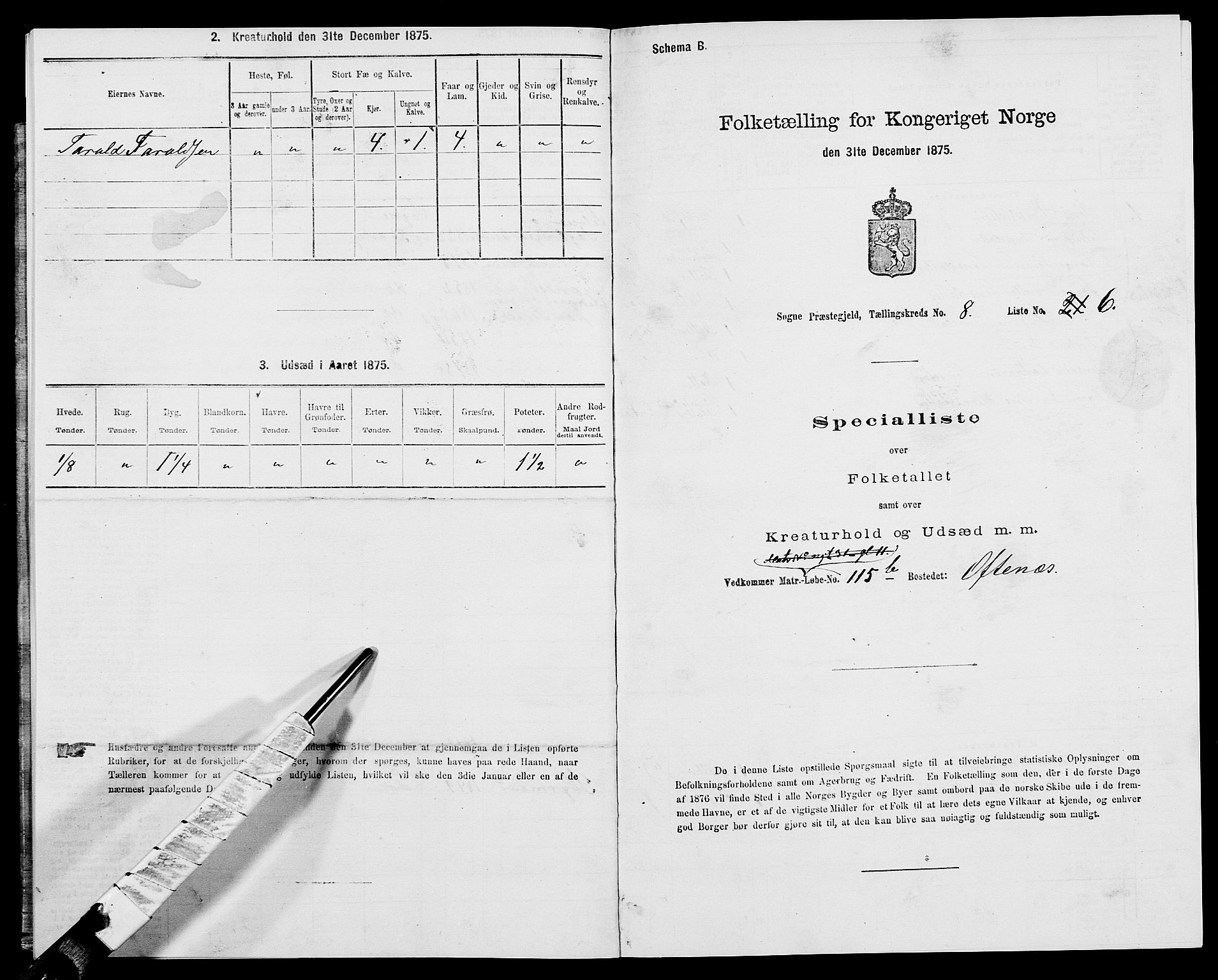 SAK, 1875 census for 1018P Søgne, 1875, p. 683